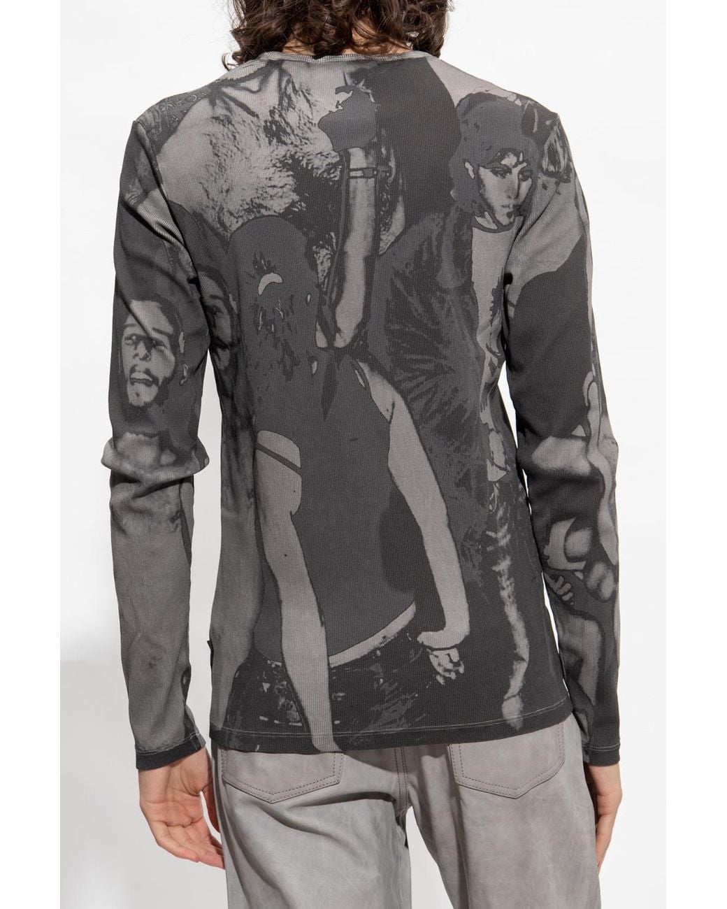 DIESEL Gray Photograph-Print Long-Sleeved T-Shirt for men