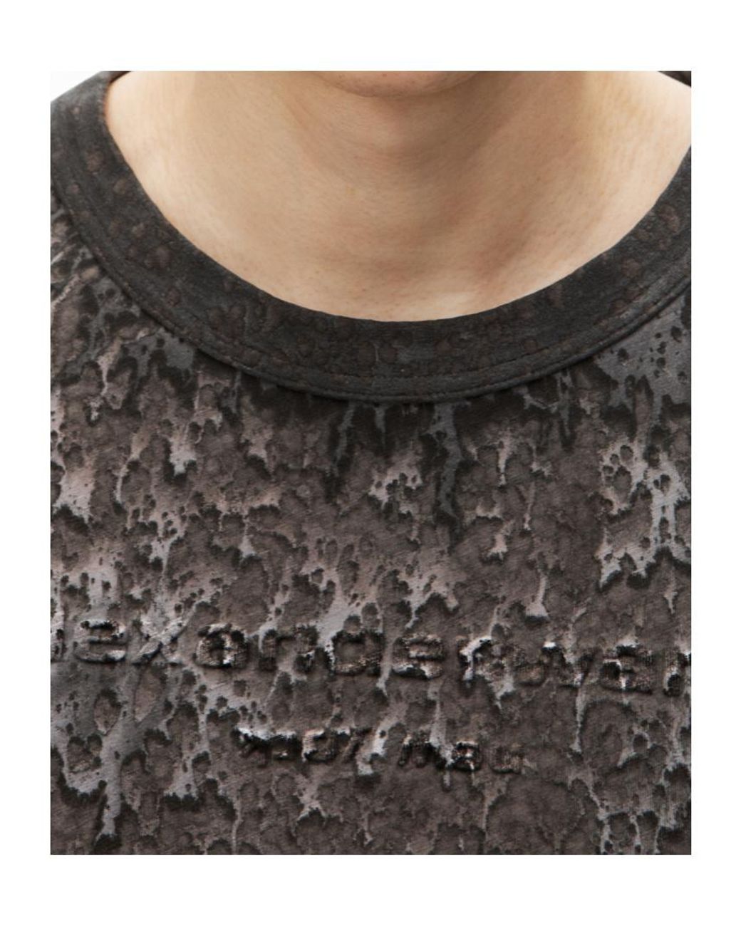 Alexander Wang Gray Logo Embossed Splatter Wash T-Shirt for men