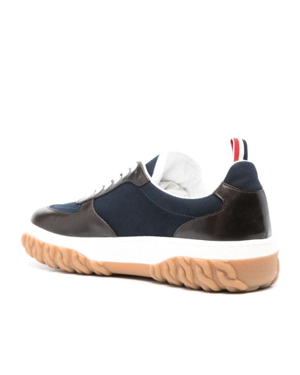 Thom Browne Blue Letterman Panelled Lace-Up Sneakers for men