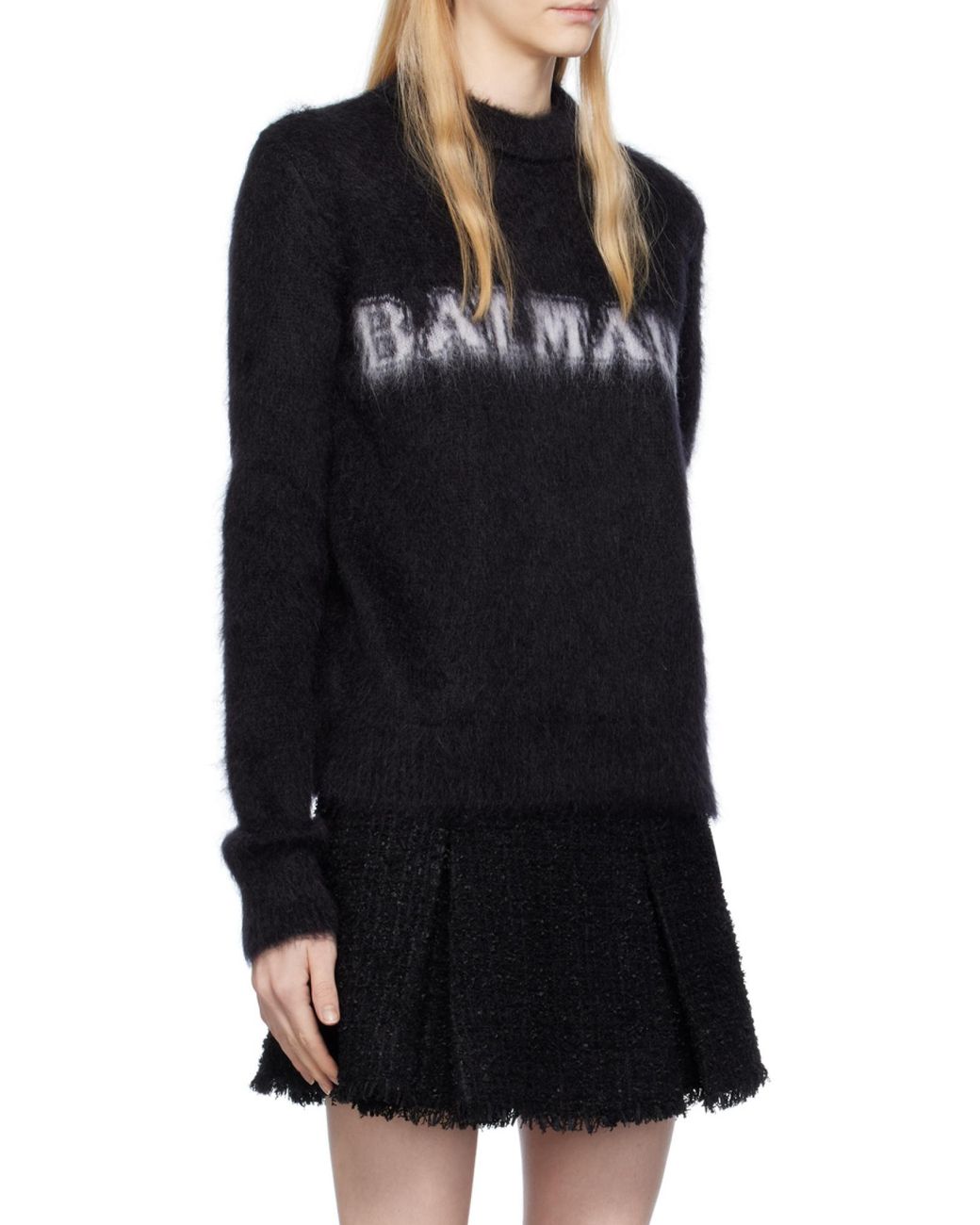 Balmain Black Logo Jacquard Crewneck Knitted Jumper