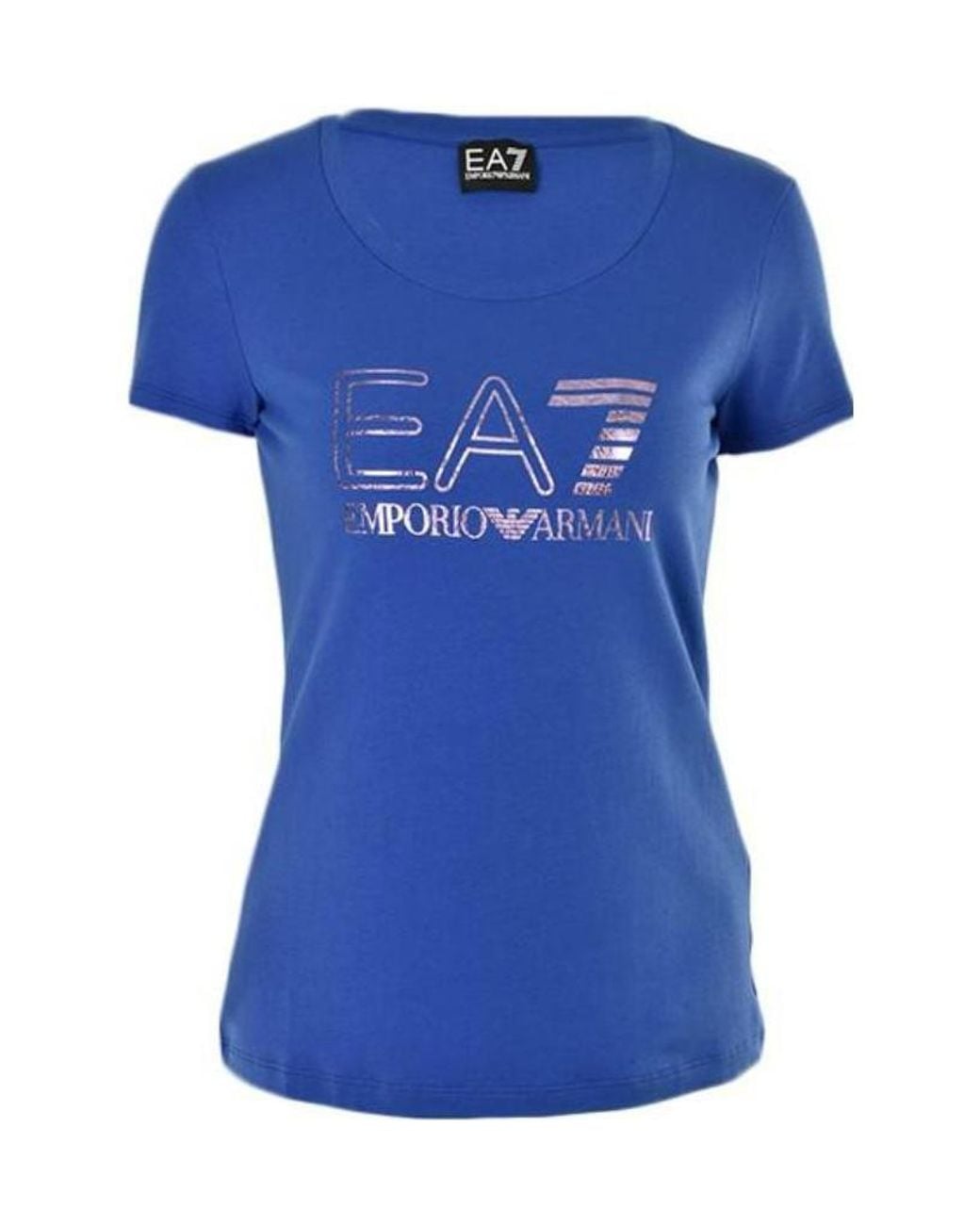 EA7 Blue Round-Necked Logo T-Shirt