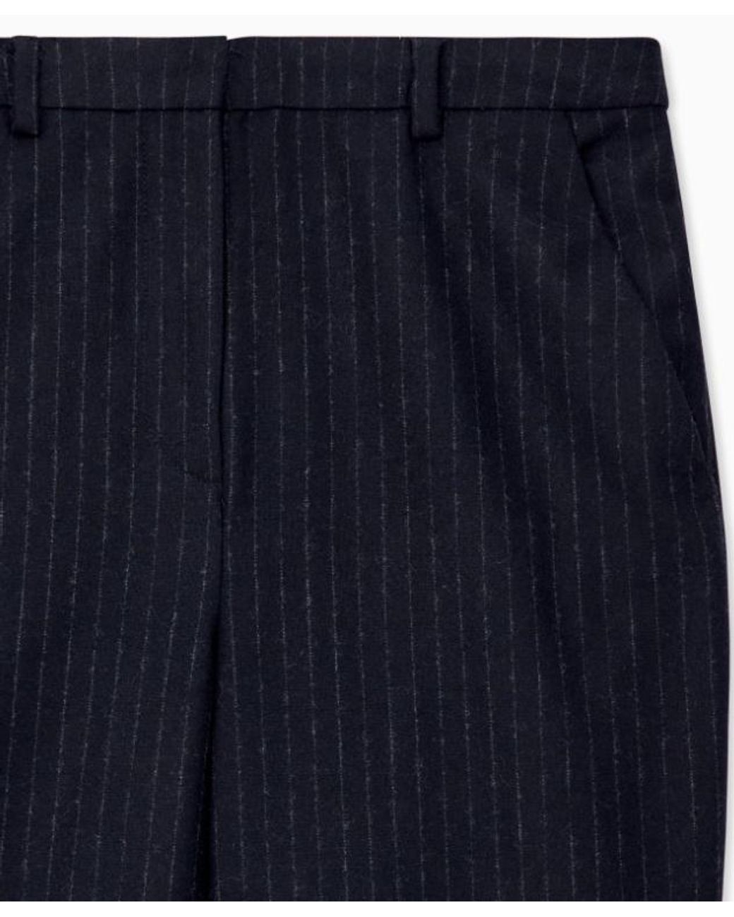 Emporio Armani Blue Pinstripe-Pattern Trousers
