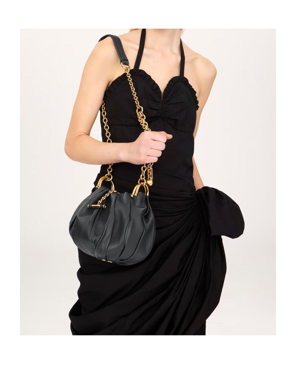 Chloé White Chloé Plissé Chain Pleated Shoulder Bag
