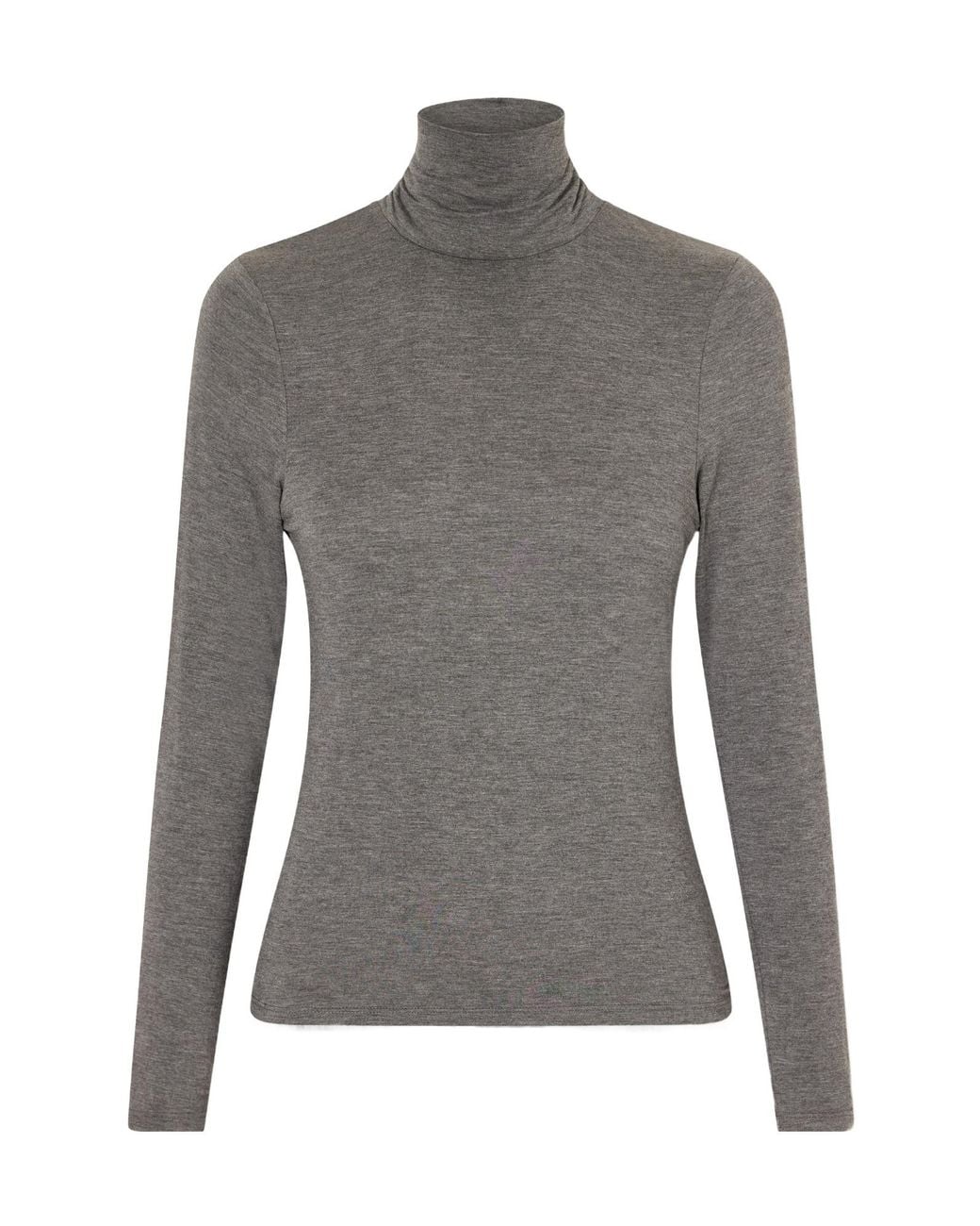 Nili Lotan Gray Stretch-Jersey Turtleneck Top