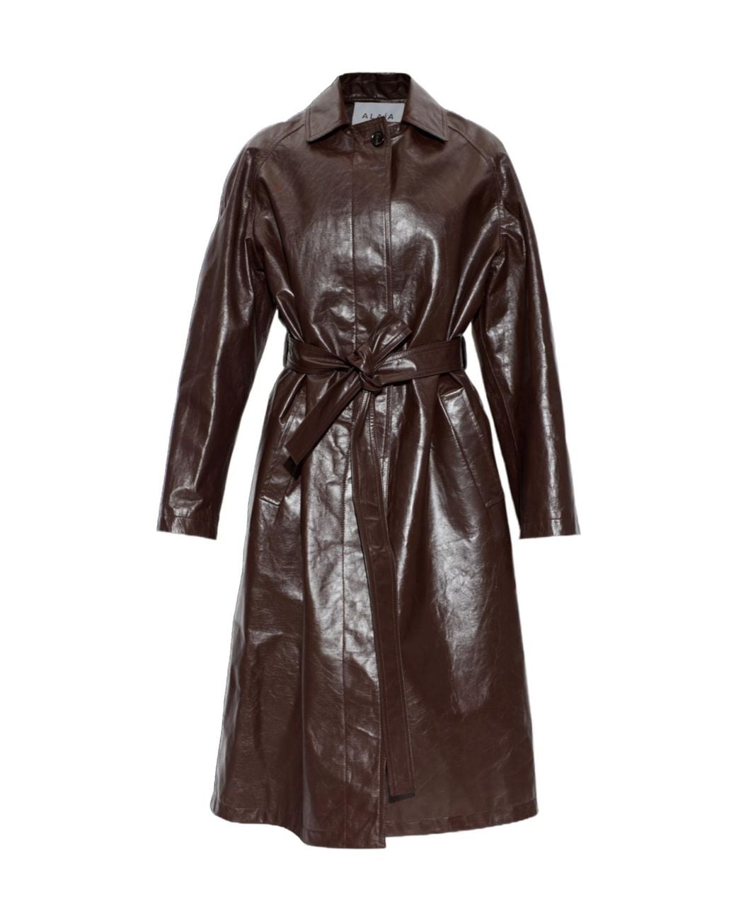 Alaïa Brown Alaïa Belted Leather Coat