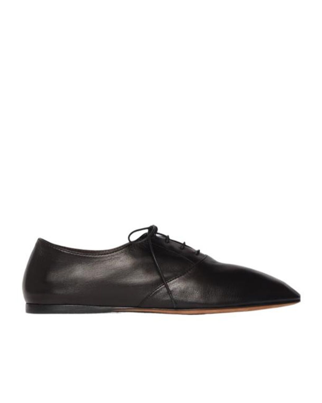 The Row Black Awar Leather Lace-Up Shoes