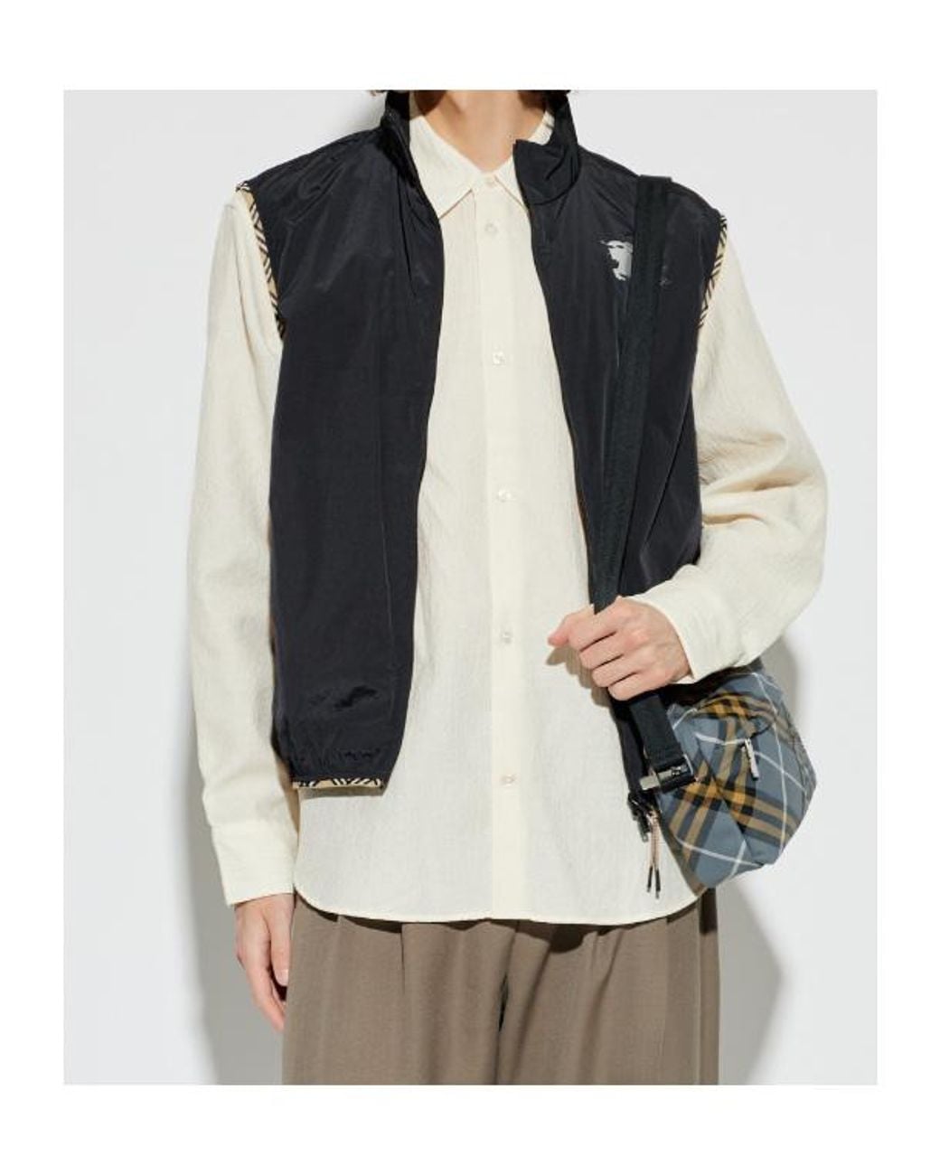 Burberry Blue Ekd Printed Checked-Trim Vest for men