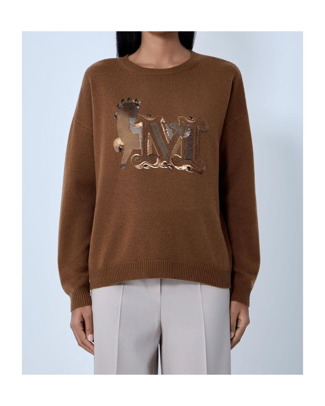 Max Mara Brown Mxmterra Oversized Jumper