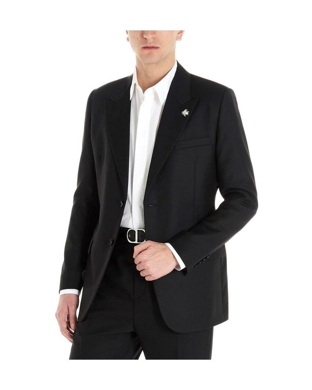 Dior Black Homme Bee Embellished Single-Breasted Jacket for men