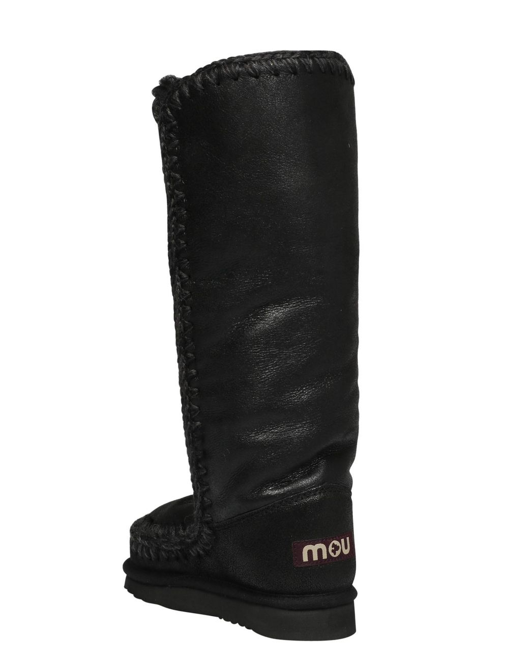 Mou Black Stitching Knee-Length Boots