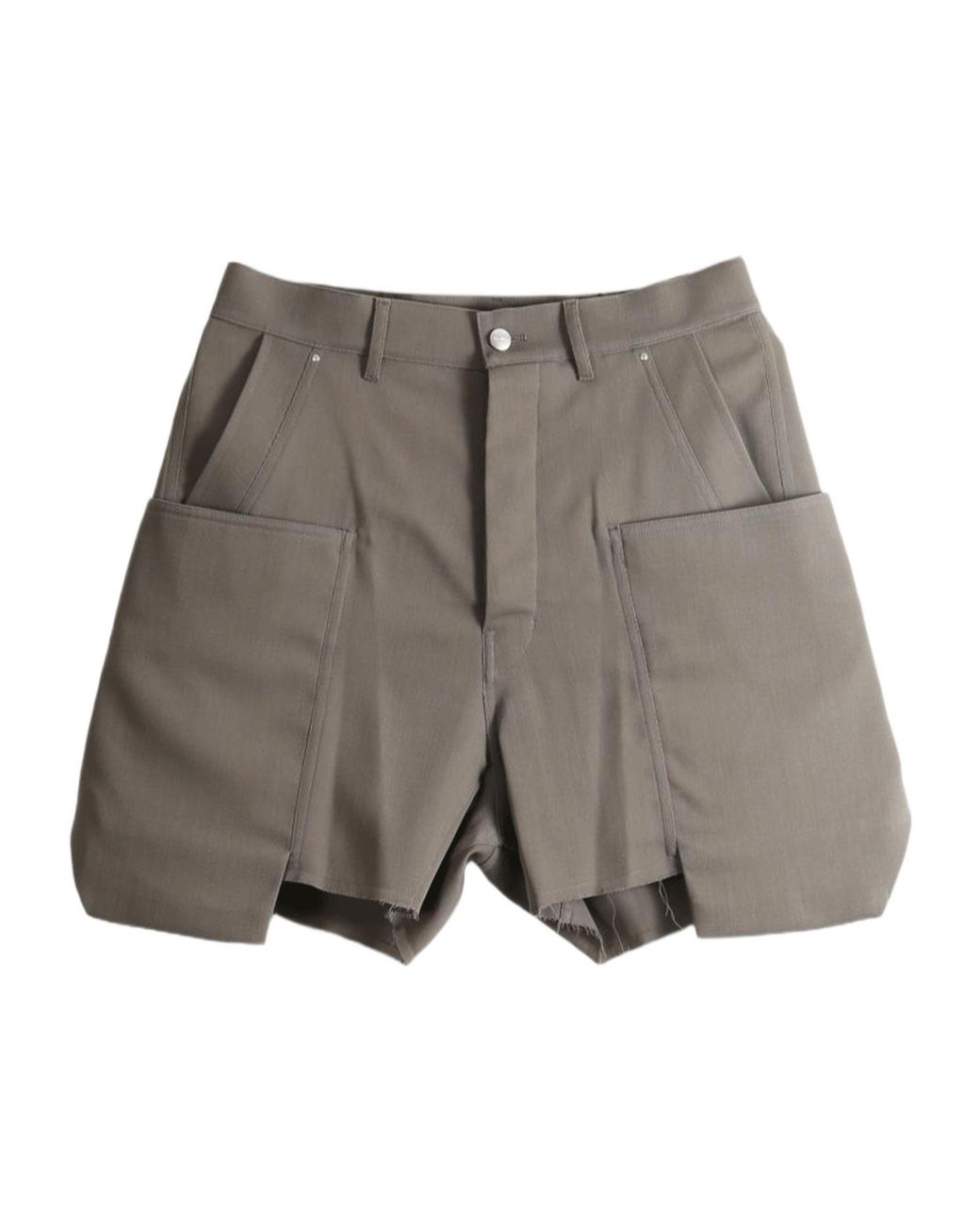 Rick Owens Gray Stefan Frayed Hem Cargo Shorts for men