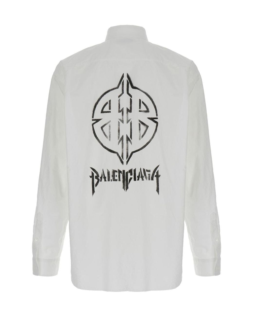 Balenciaga White Bb Logo Printed Long-Sleeved Shirt for men