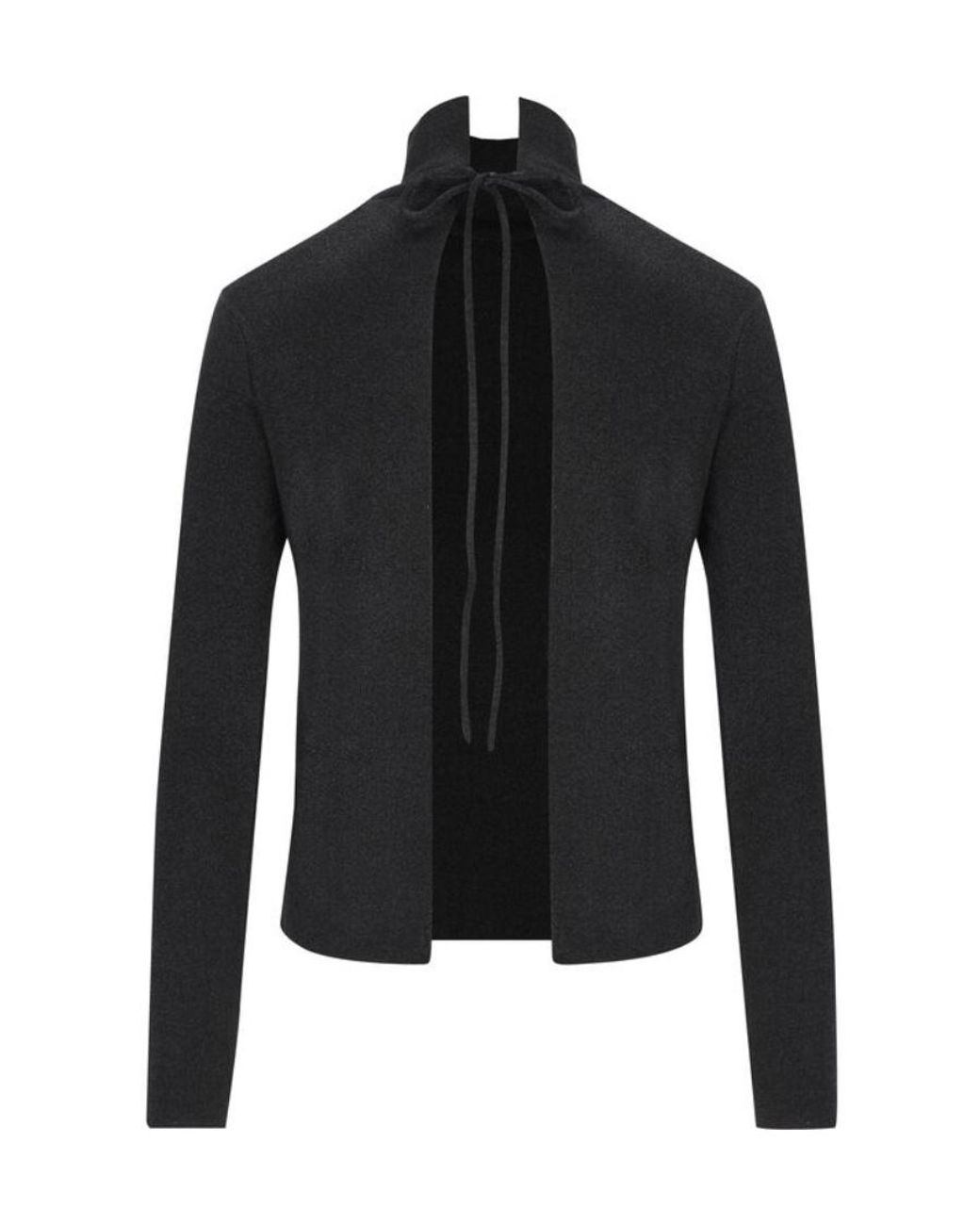 Fendi Black Long-Sleeved Sweater With Vertical Collar