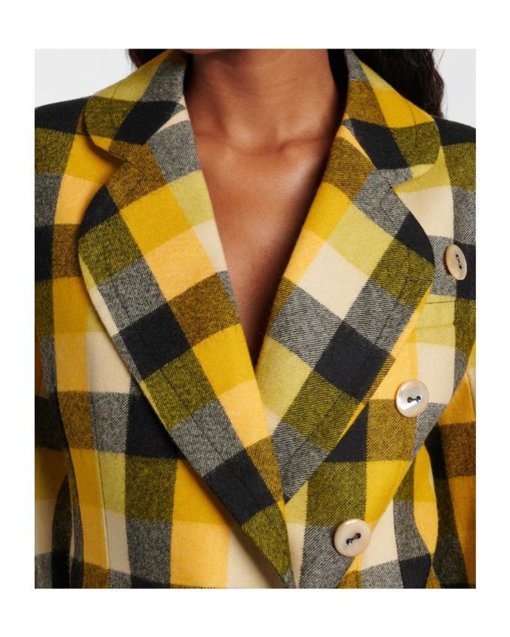 Vivienne Westwood Yellow Georgia Checked Virgin Wool Blazer
