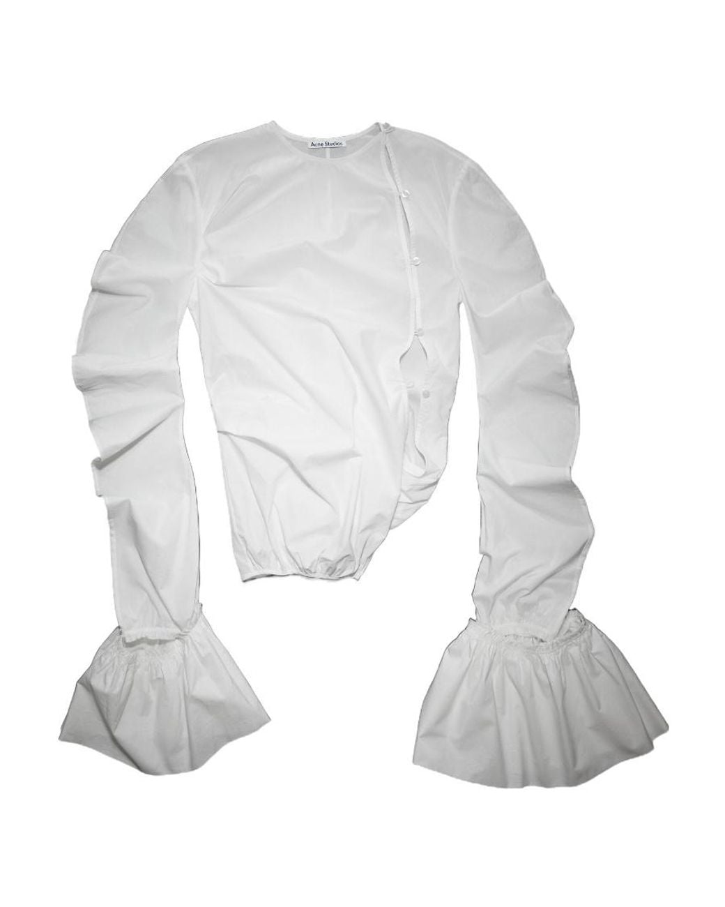 Acne White Draped Asymmetric Cotton Blouse