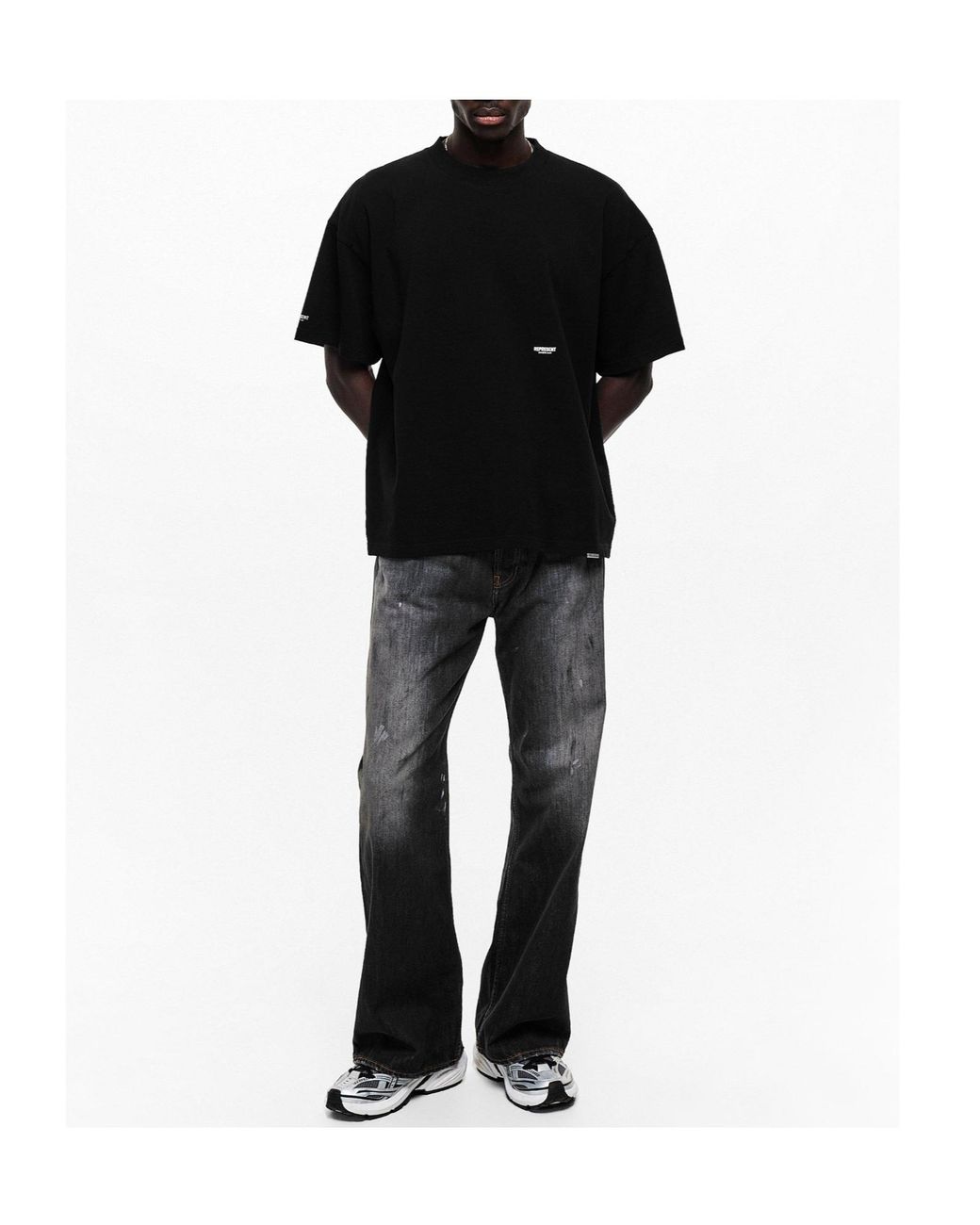 Represent Black Loose Dropshoulder Tshirt for men