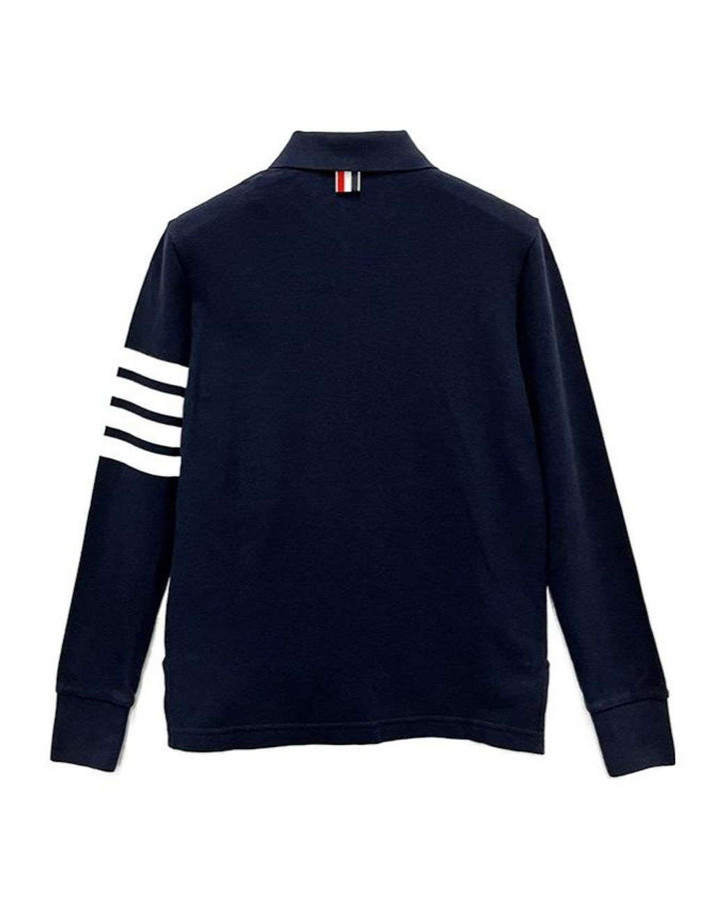 Thom Browne Blue Long-Sleeved Knitted Polo Shirt