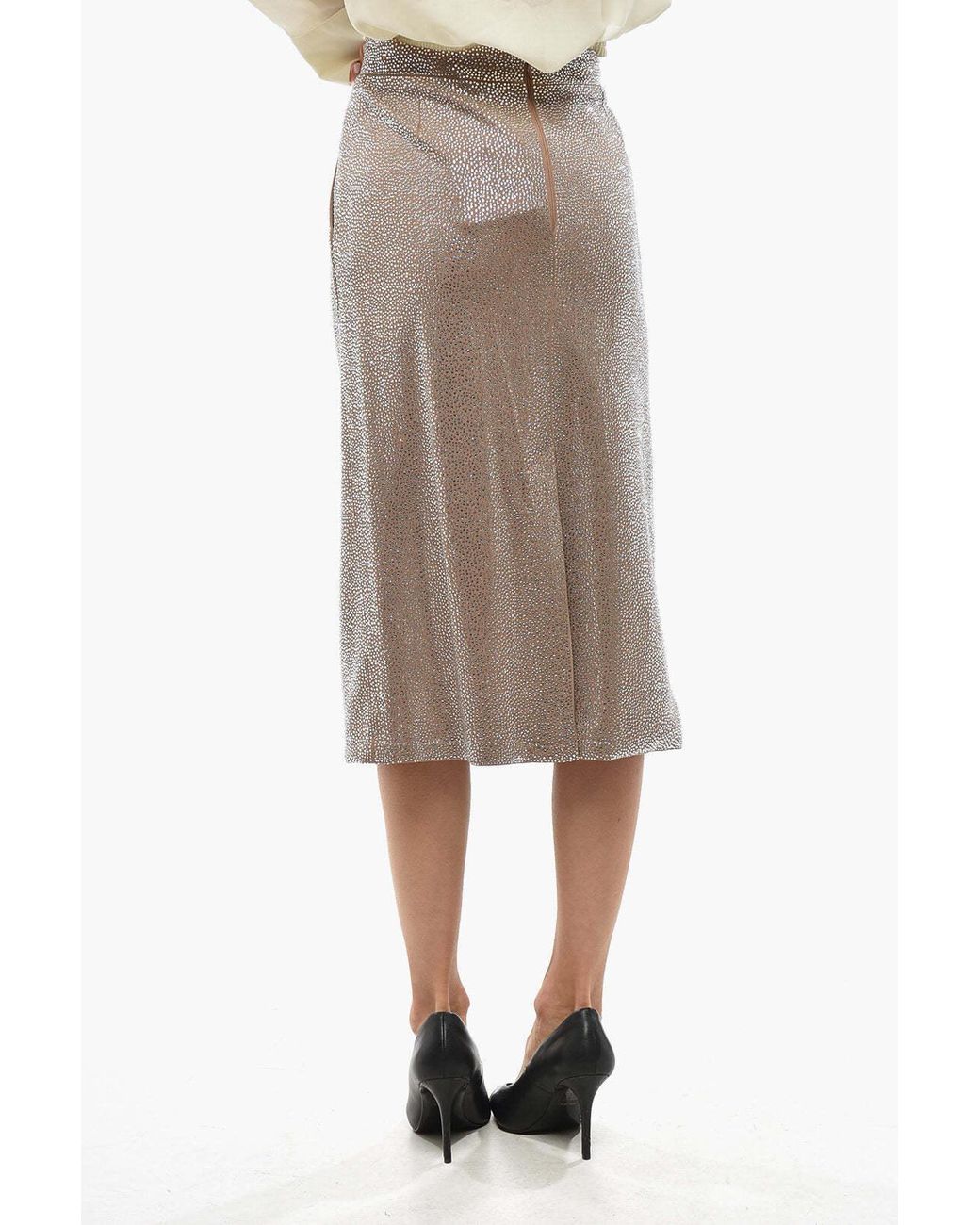 GIUSEPPE DI MORABITO Brown Crystal-Embellished Skirt