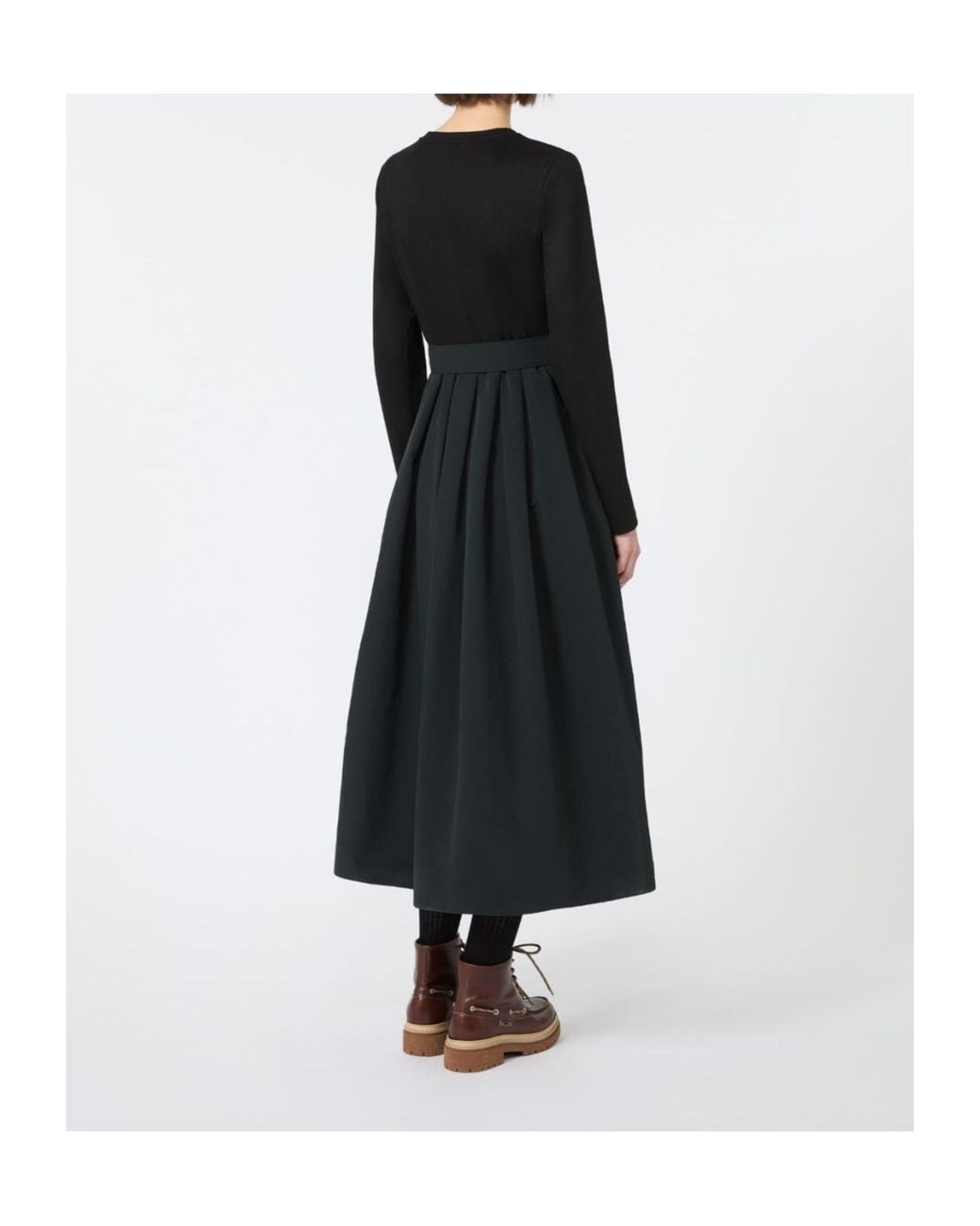 Weekend by Maxmara Black Jacquard Jersey And Taffeta Dress