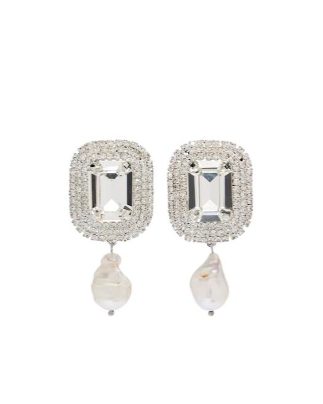Magda Butrym White Crystal-Embellished Drop Earrings