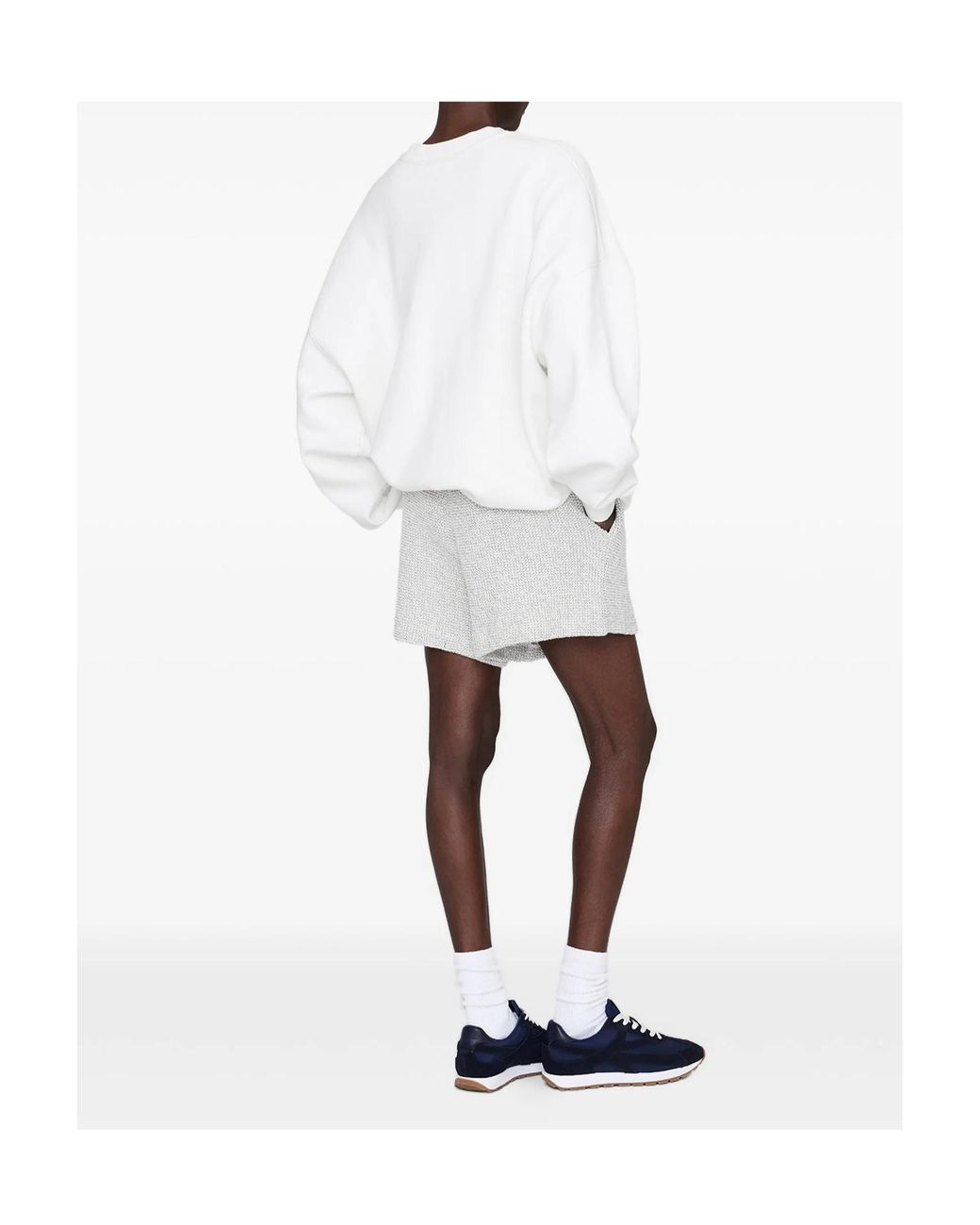 Anine Bing Gray Logo Trim Shorts