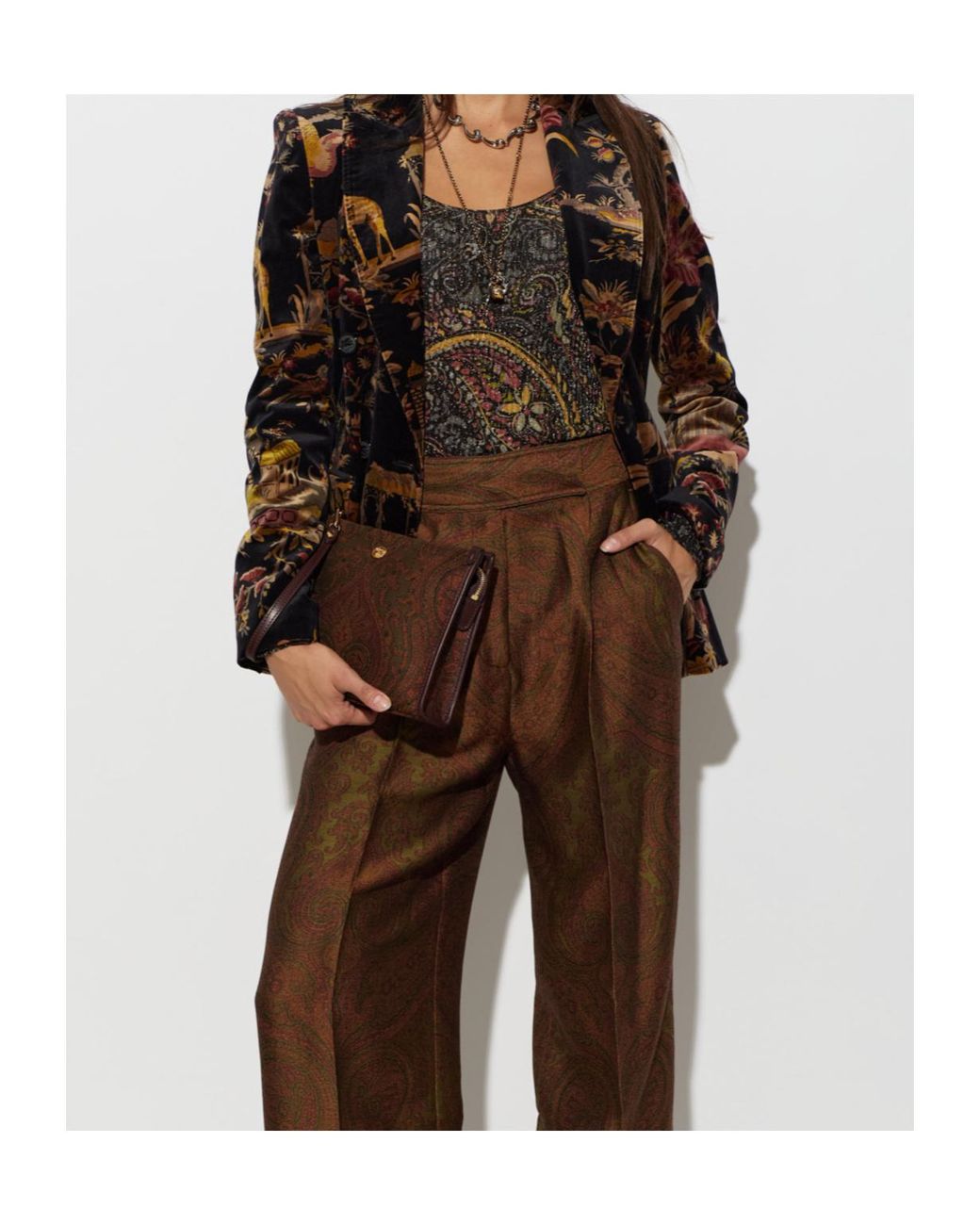 Etro Black Paisley Metallic Knit Top
