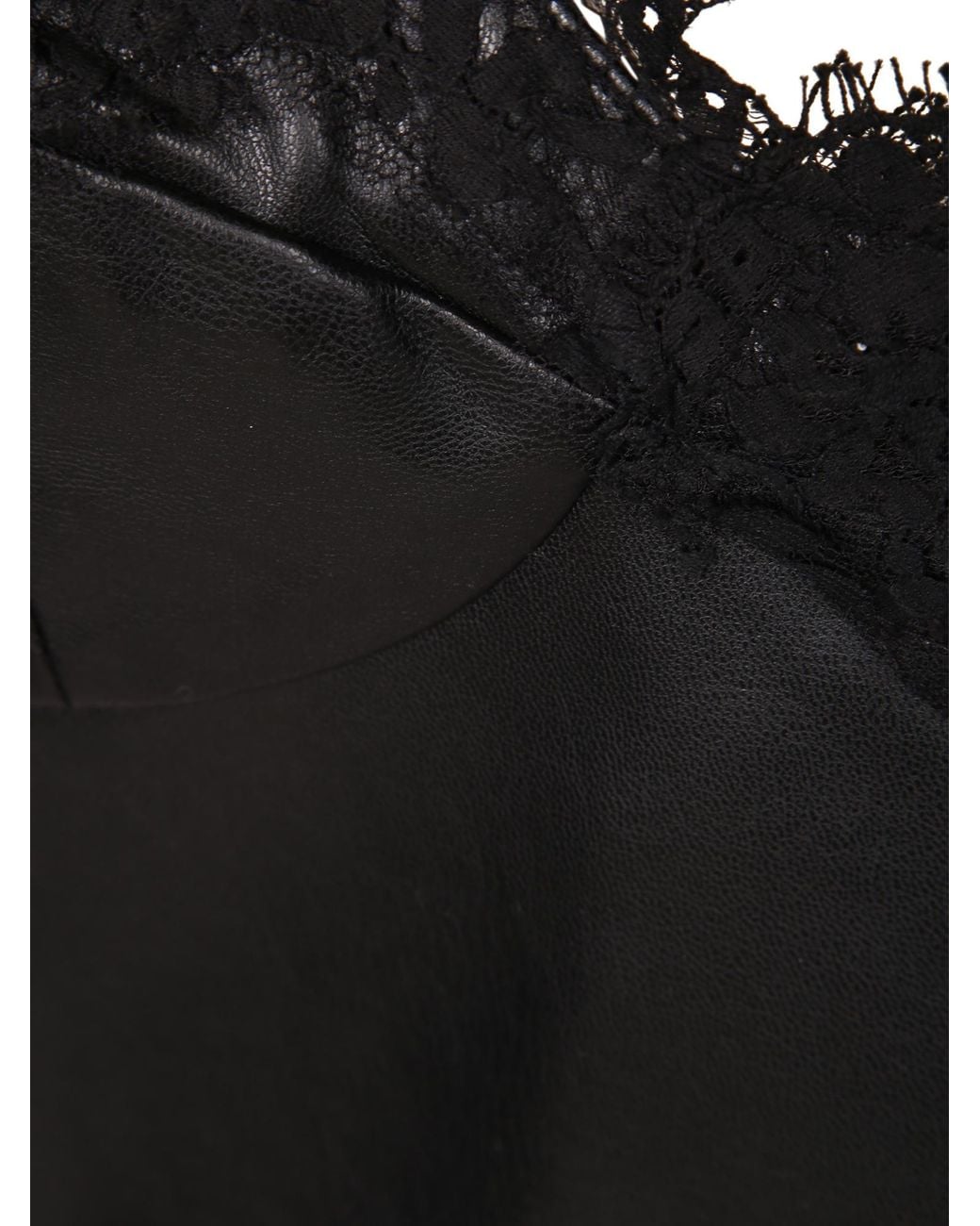 ERMANNO FIRENZE Black Lace-Trim Leather Tank Top