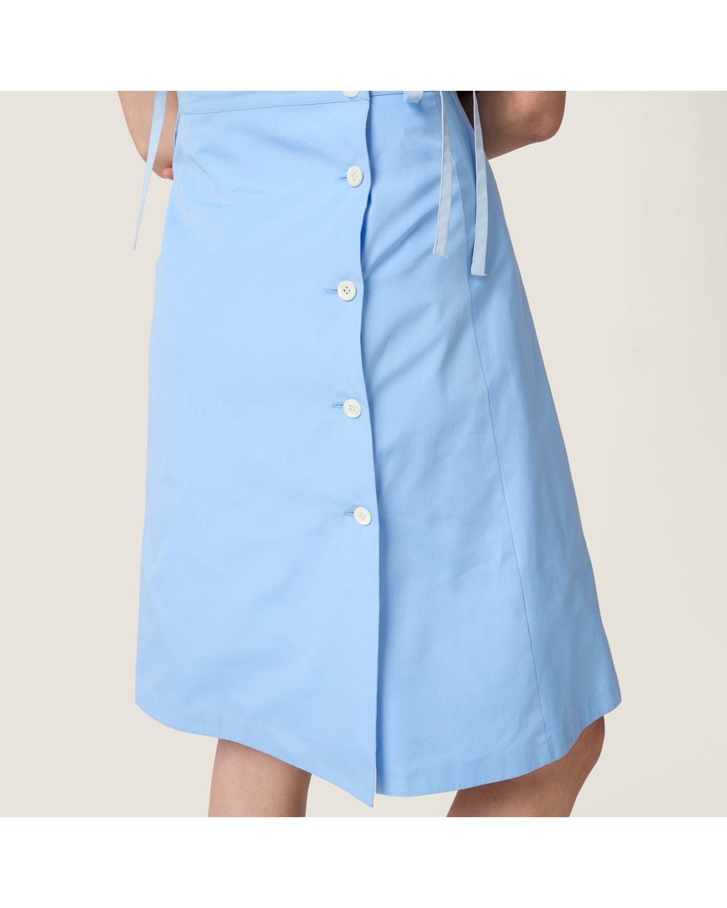 Miu Miu Blue Cotton Apron Mini Dress