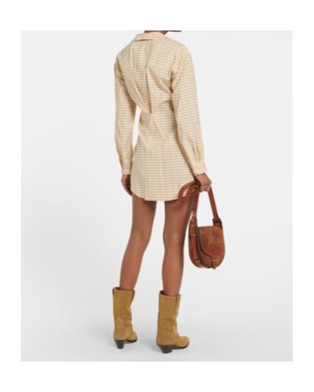 Isabel Marant Natural Coral Checked Cotton And Silk Minidress