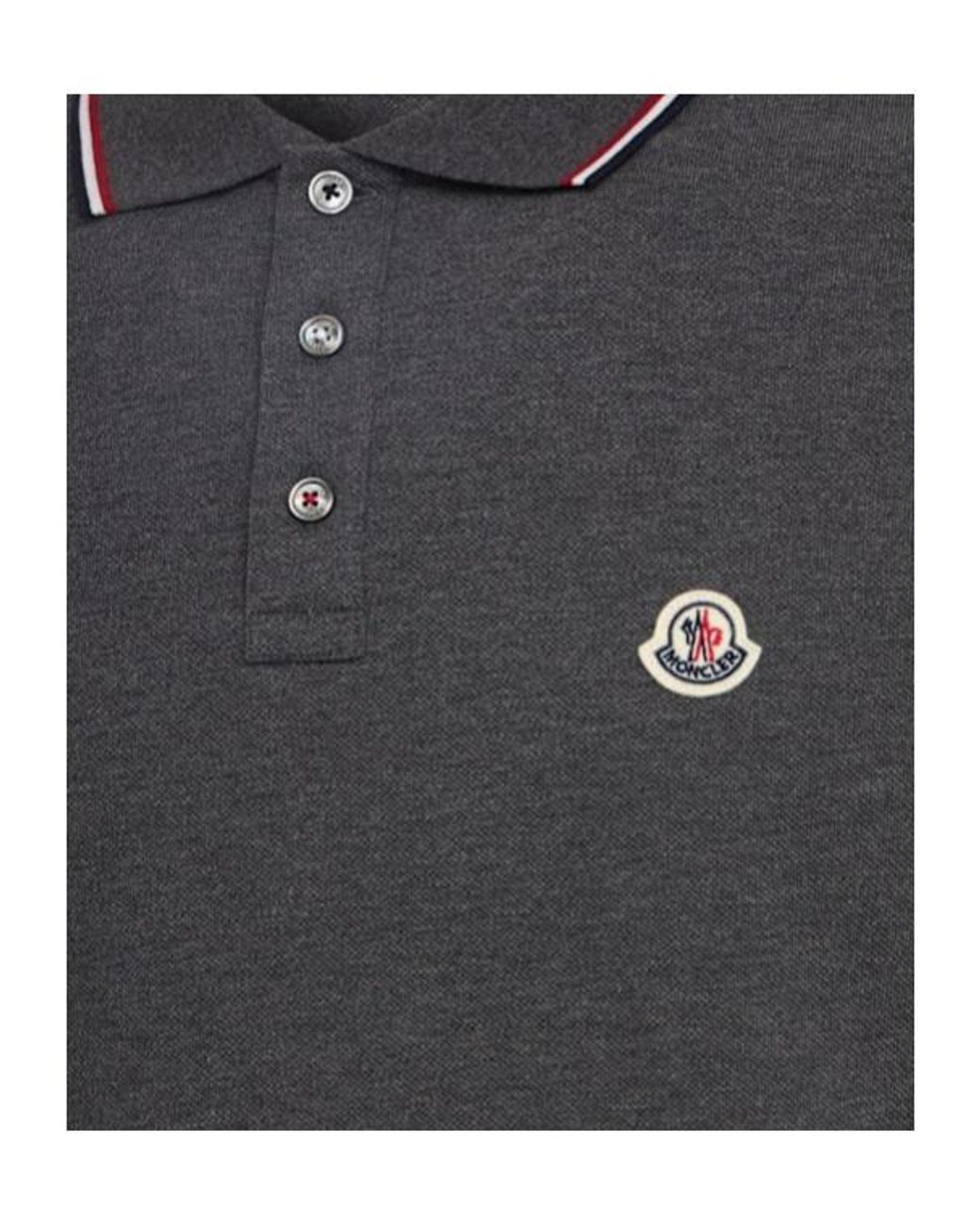 Moncler Black Tricolour-Trimmed Cotton Polo Shirt for men