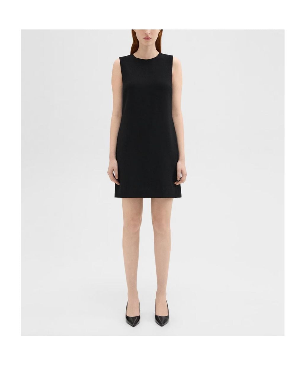 Theory Black Crewneck Sleeveless Shift Dress