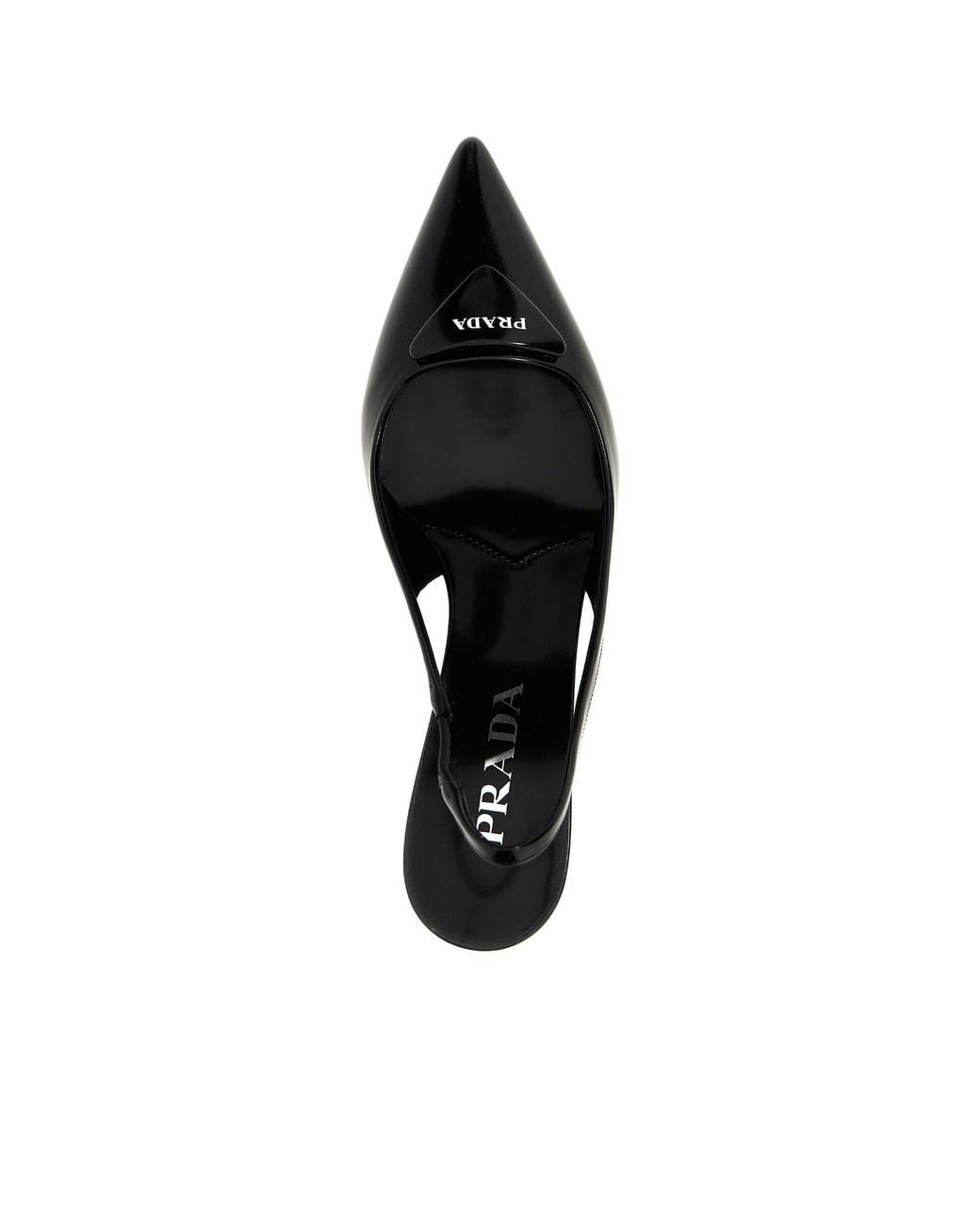Prada Black Triangle Logo Slingback
