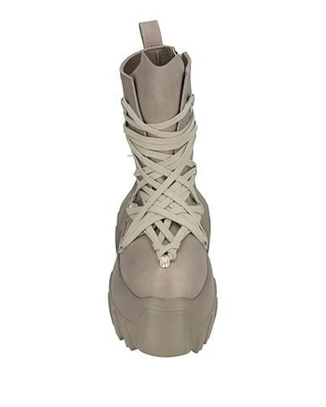 Rick Owens Gray Leather Platform Boots