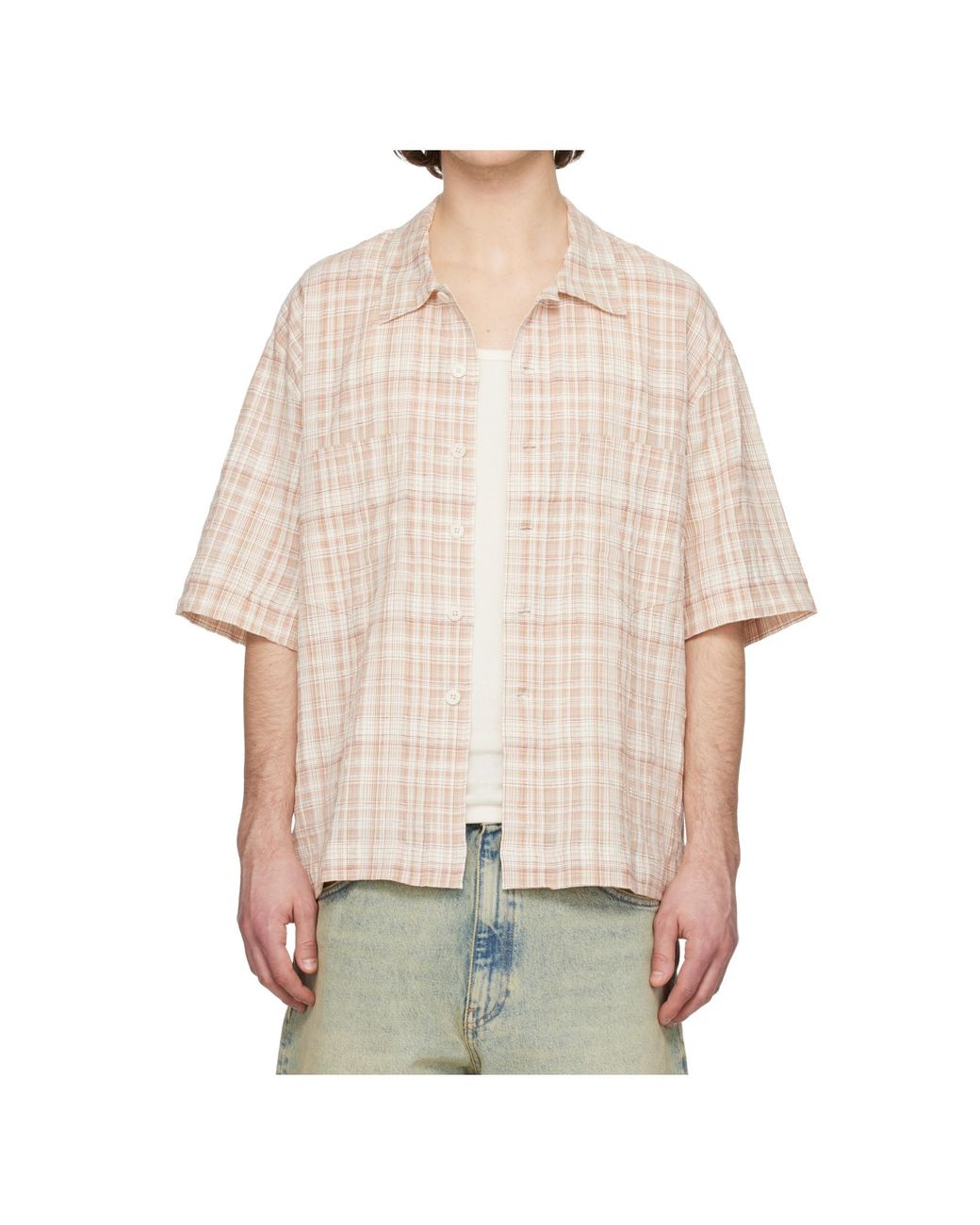 sunflower Natural Adam Checked Short-Sleeve Shirt for men