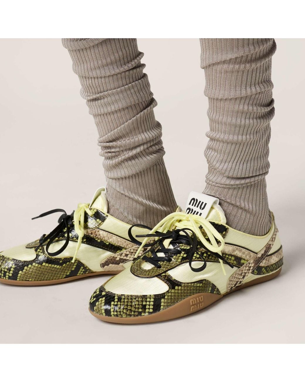 Miu Miu Metallic Gymnasium Lace-Up Sneakers