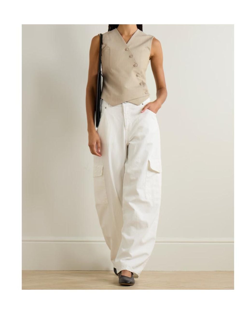 Frankie Shop Natural Maesa Asymmetric Canvas Vest
