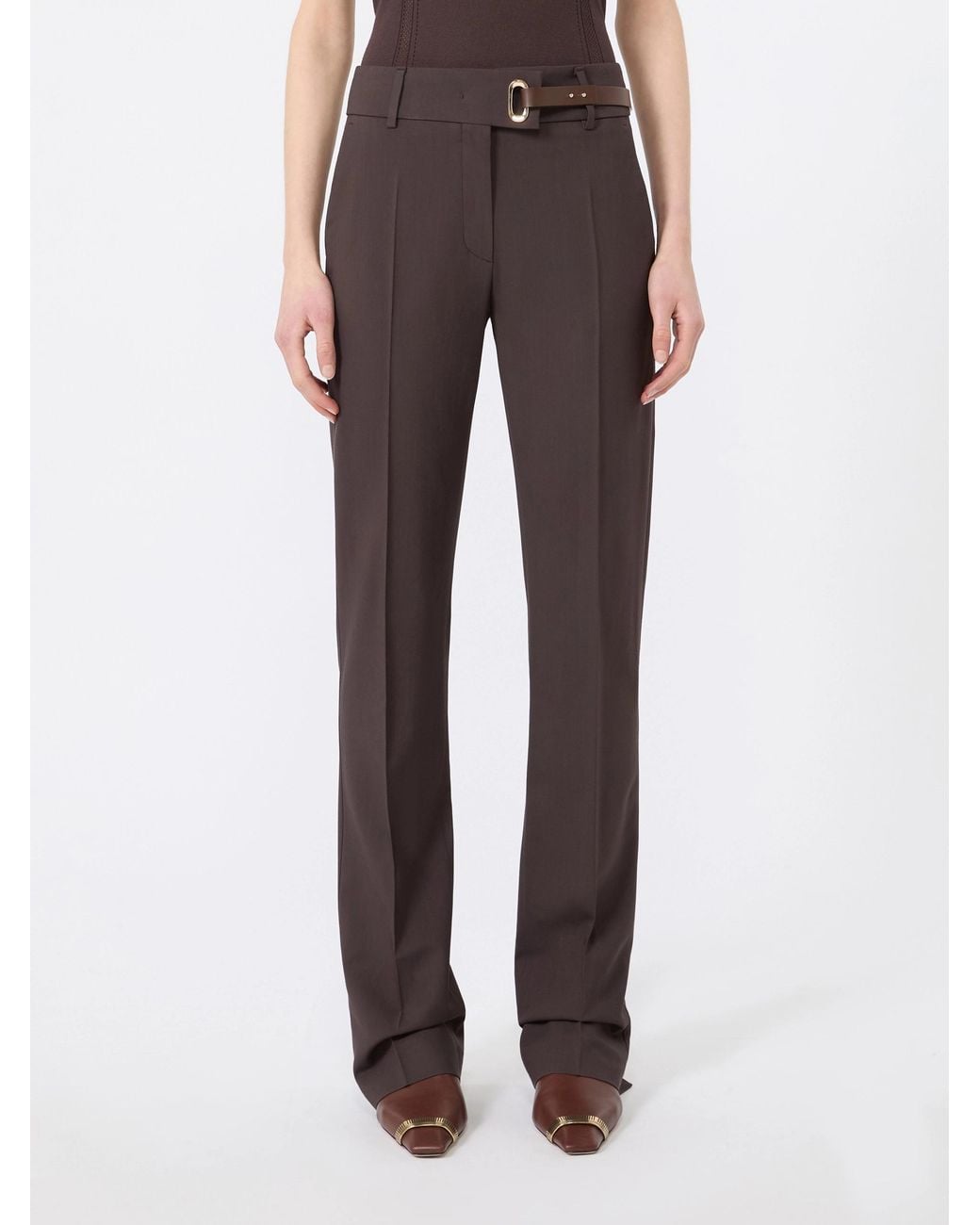 Sportmax Brown Rum Straight-Leg Pants