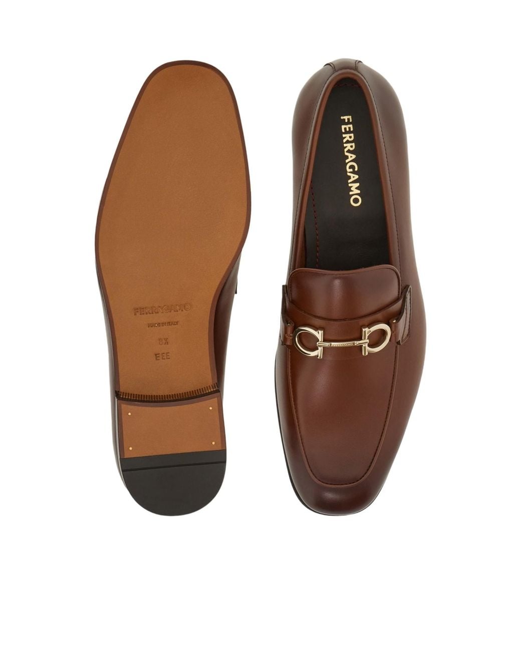 Ferragamo Brown Ferragamo Gancini Ornament Moccasin Loafers for men