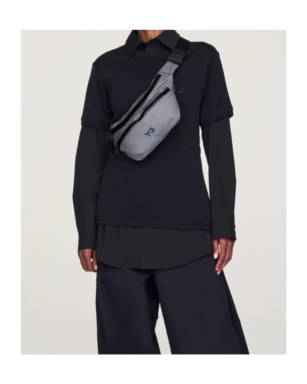 Y-3 Gray Staple Fanny Pack for men