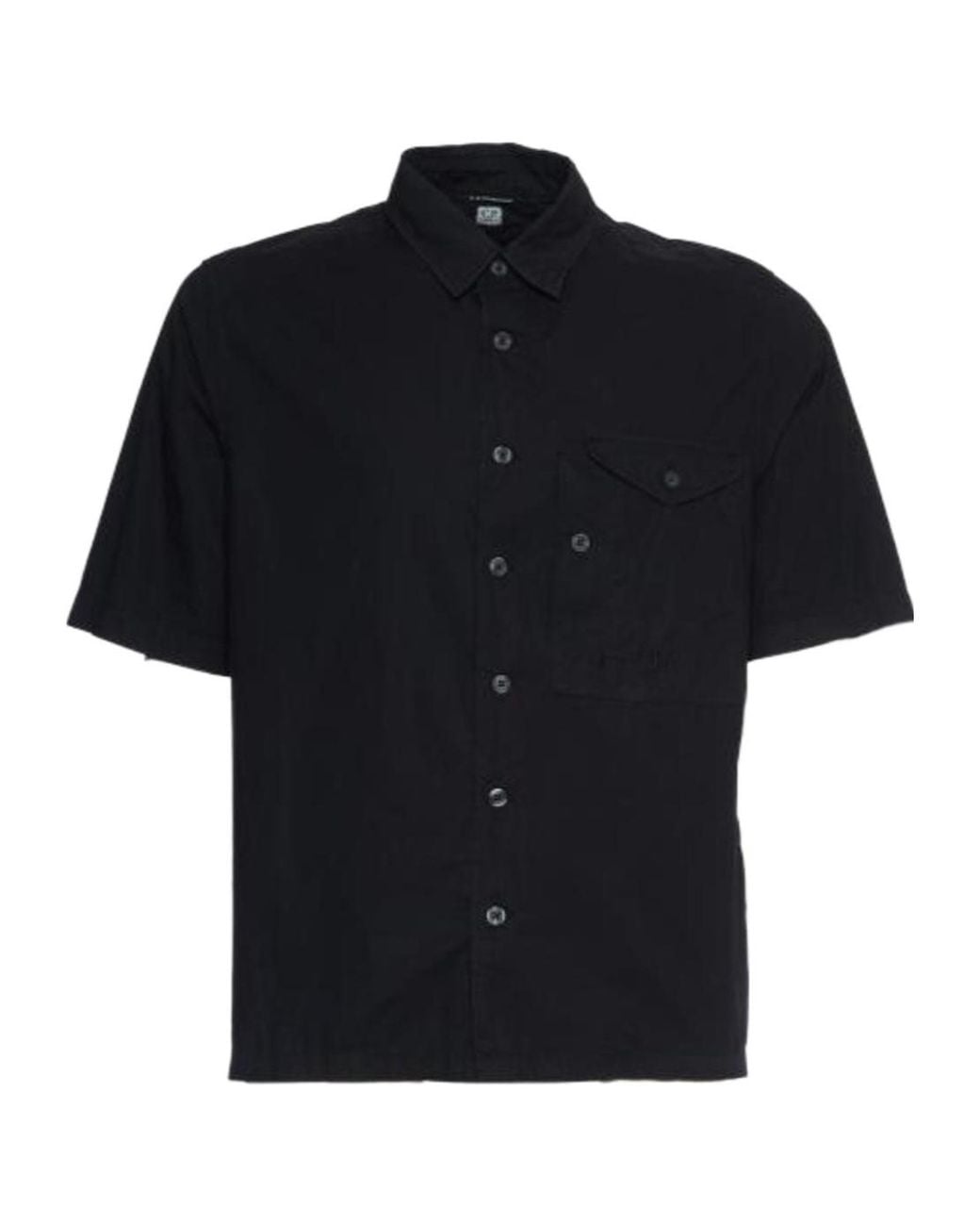 C P Company Black Short Sleeve Poplin Shirt for men