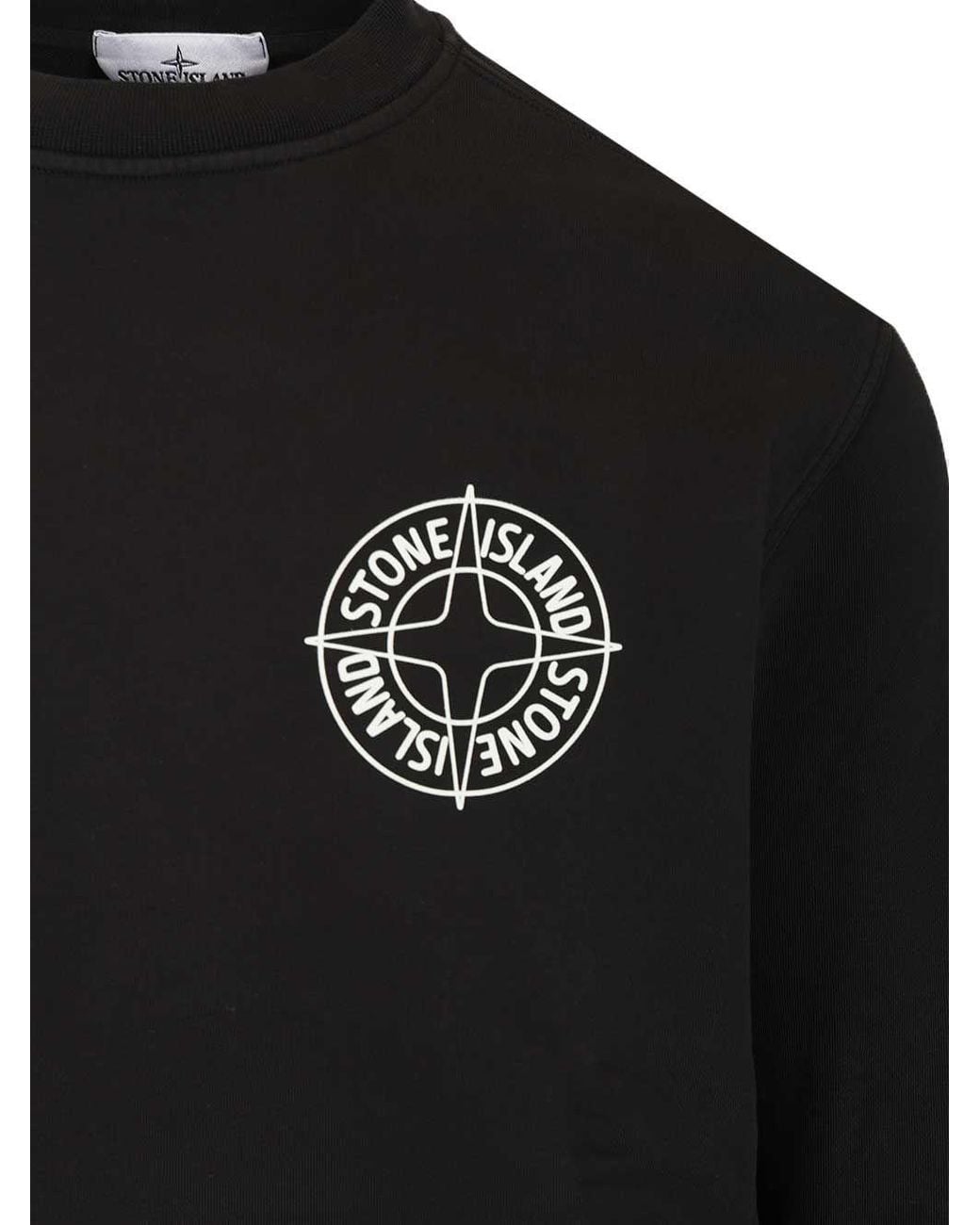 Stone Island Black Logo Print Sweatshirt for men