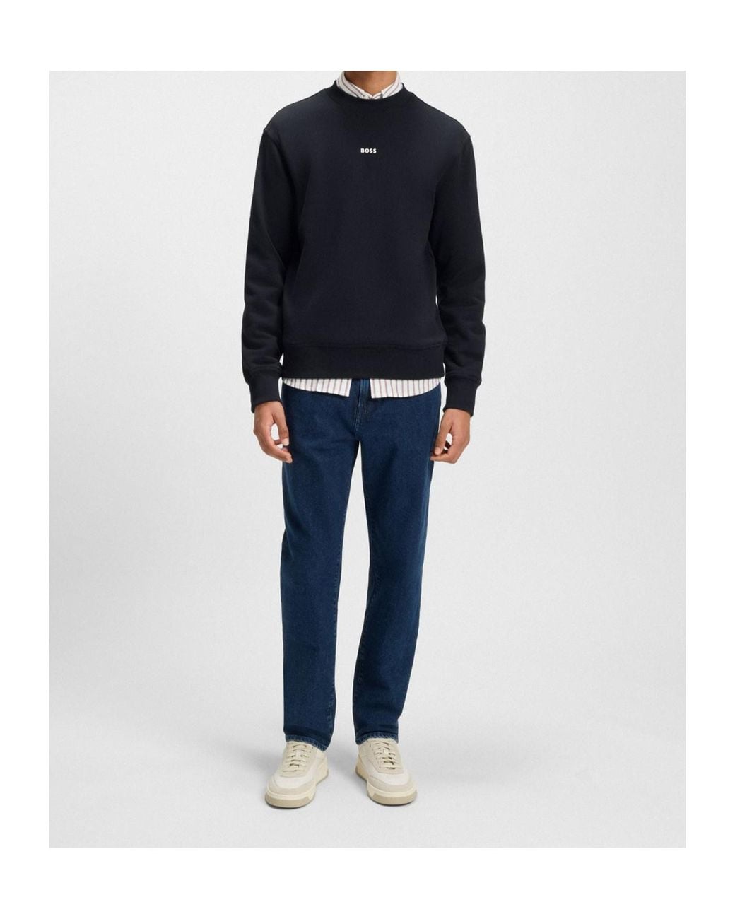 Boss Blue Boss Logo Rubberised Regular-Fit Sweatshirt for men