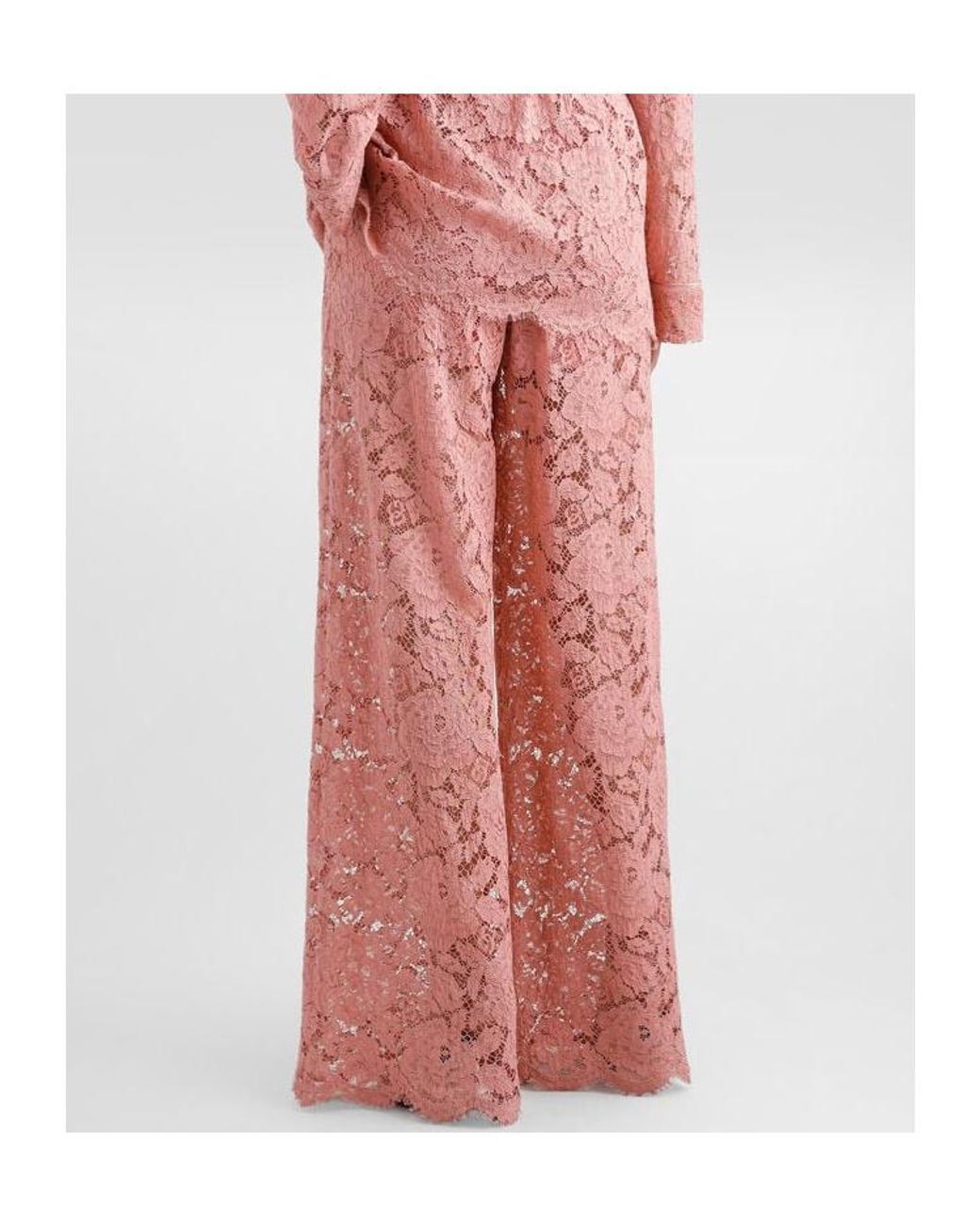 Dolce & Gabbana Pink Floral Lace Trousers