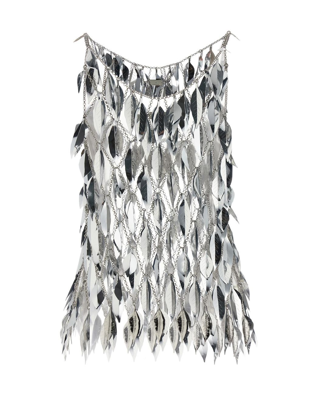 Rabanne White Rabanne Chainmail 3D Leaf Scoop-Neck Top