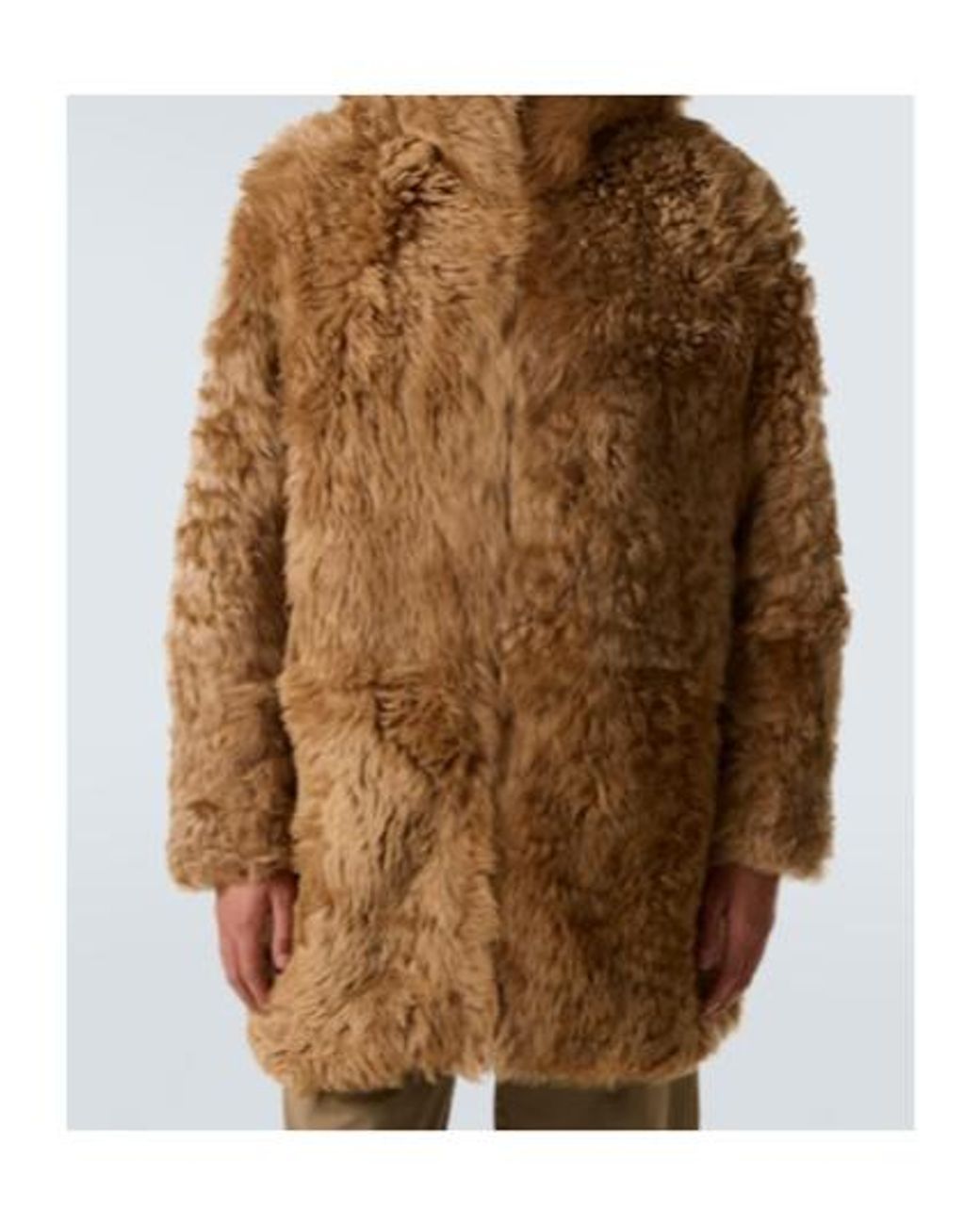 ERL Brown Hooded Shearling Coat for men