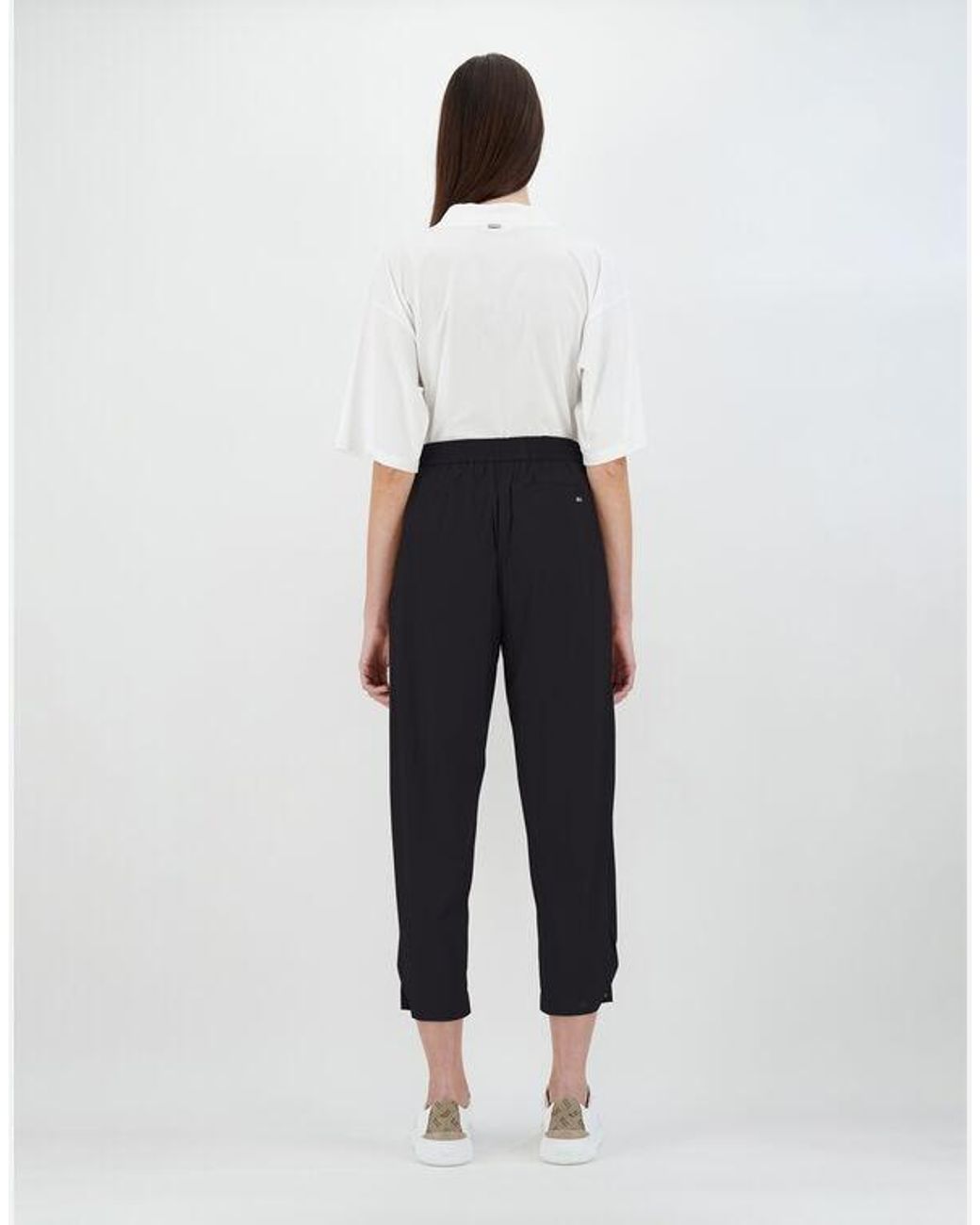 Herno Blue Lightweight Drawstring Cropped Trousers