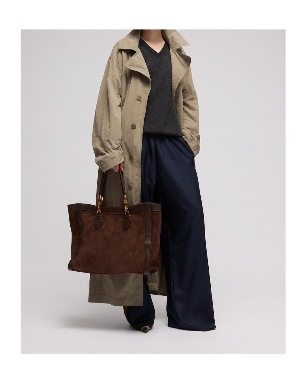 Gucci Brown Bamboo Tote Large Bag