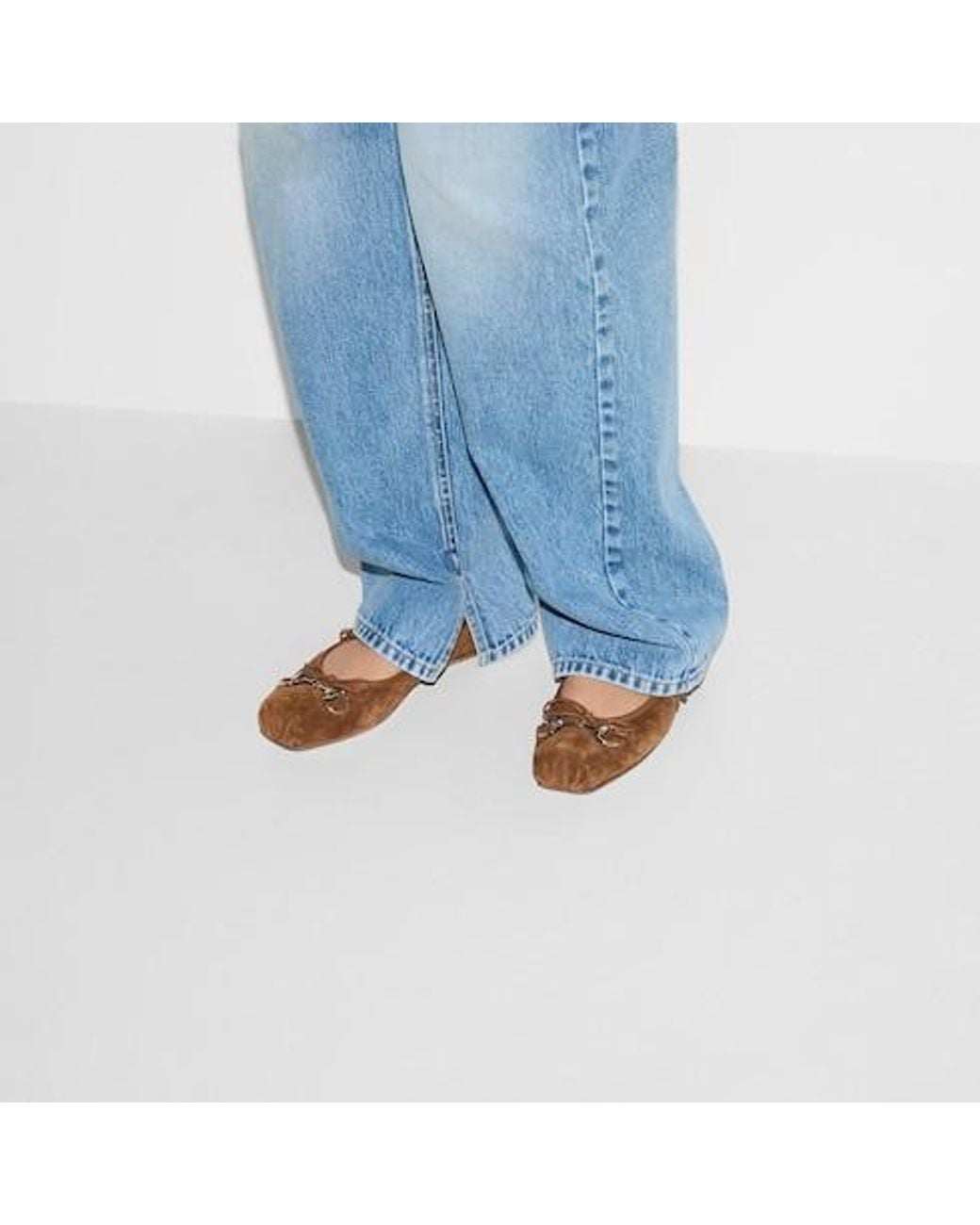 Gucci Brown Horsebit Suede & Leather Ballet Flat