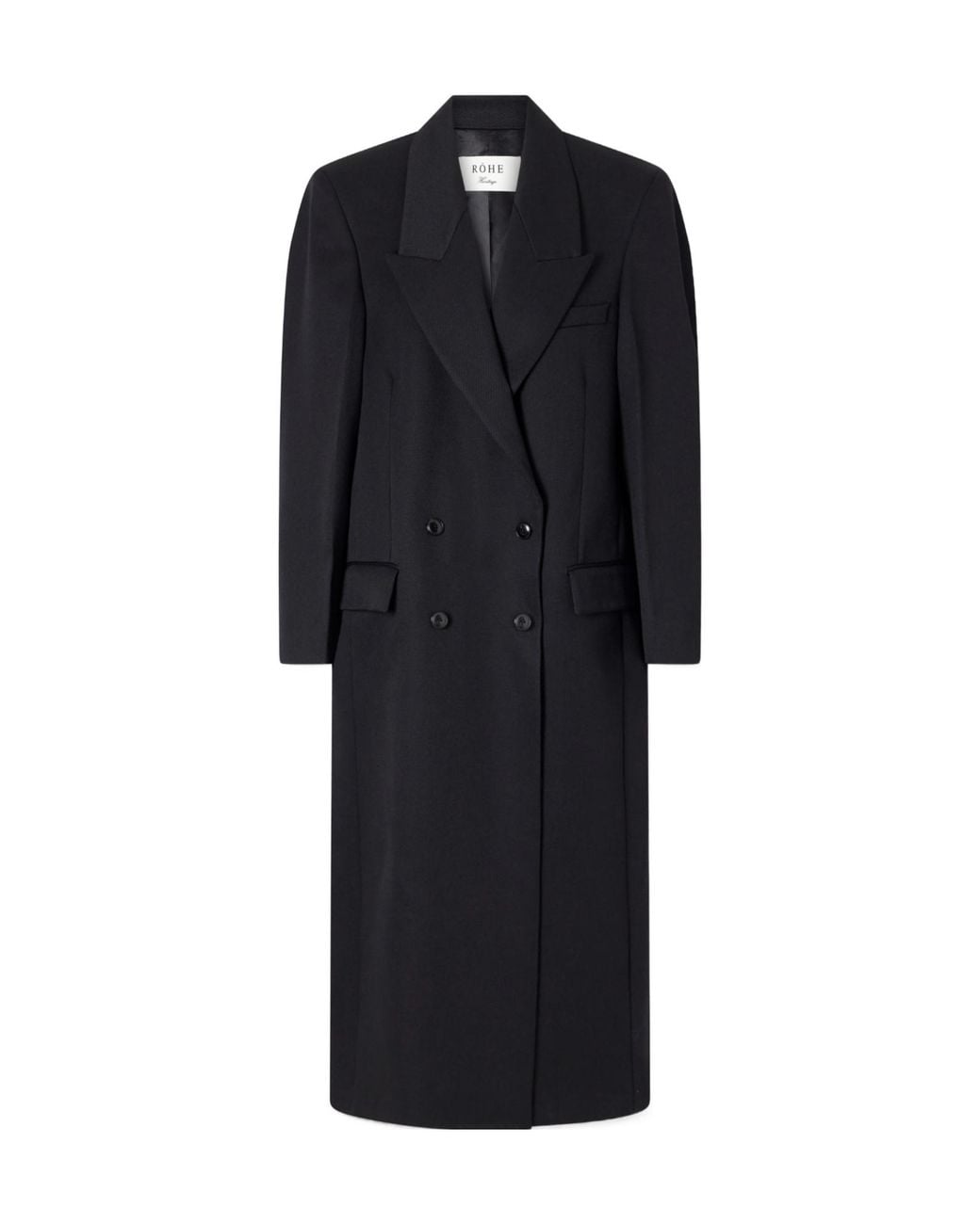 Rohe Black Double-Breasted Wool Coat
