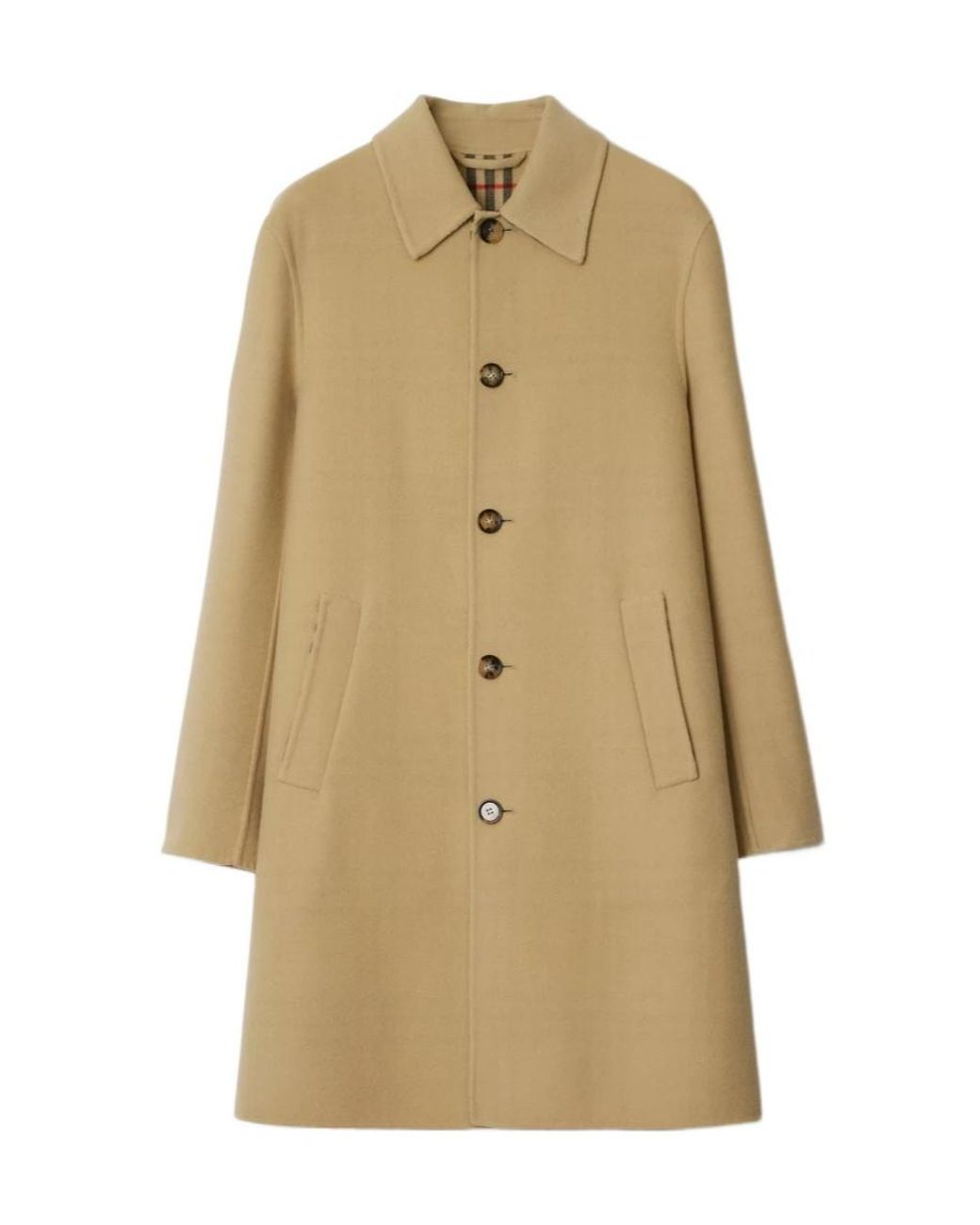 Burberry Natural Mid-Length Wool Car Coat for men